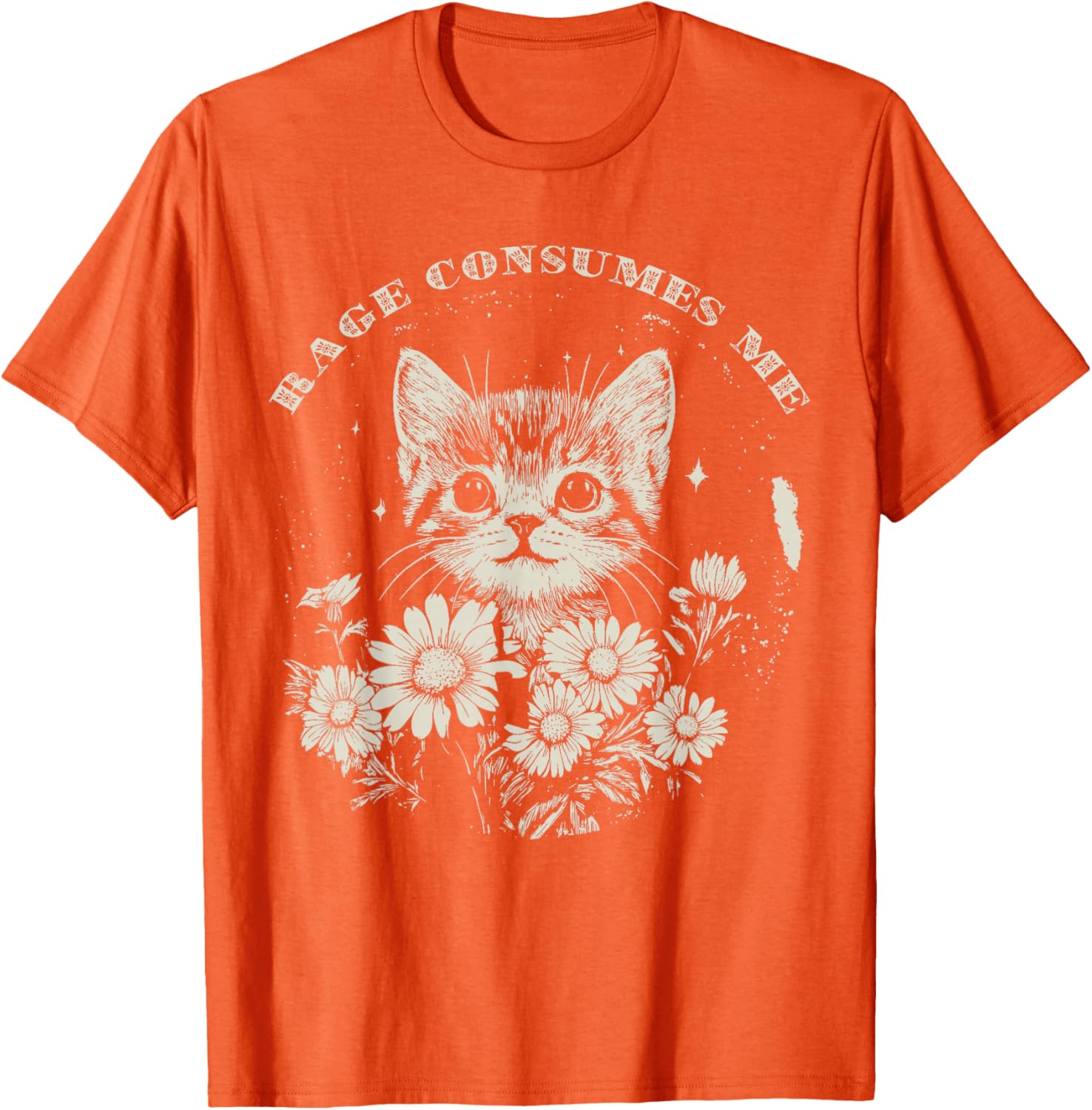 Cute Cat Rage T-Shirt Funny Sarcastic Kitten with Flower Design - 10
