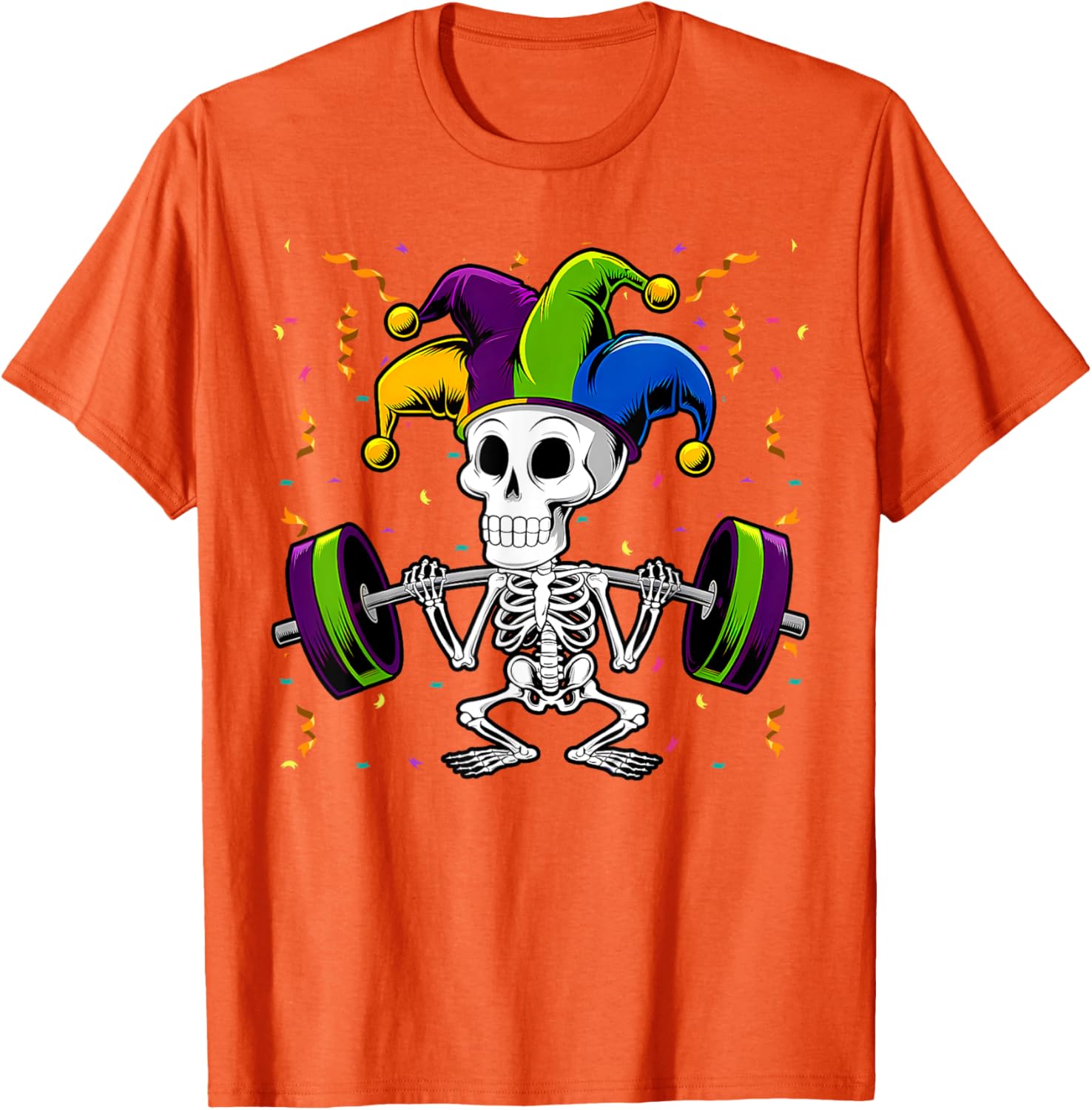 Jester Skeleton Deadlift T-Shirt for Mardi Gras Gym Lovers - 20