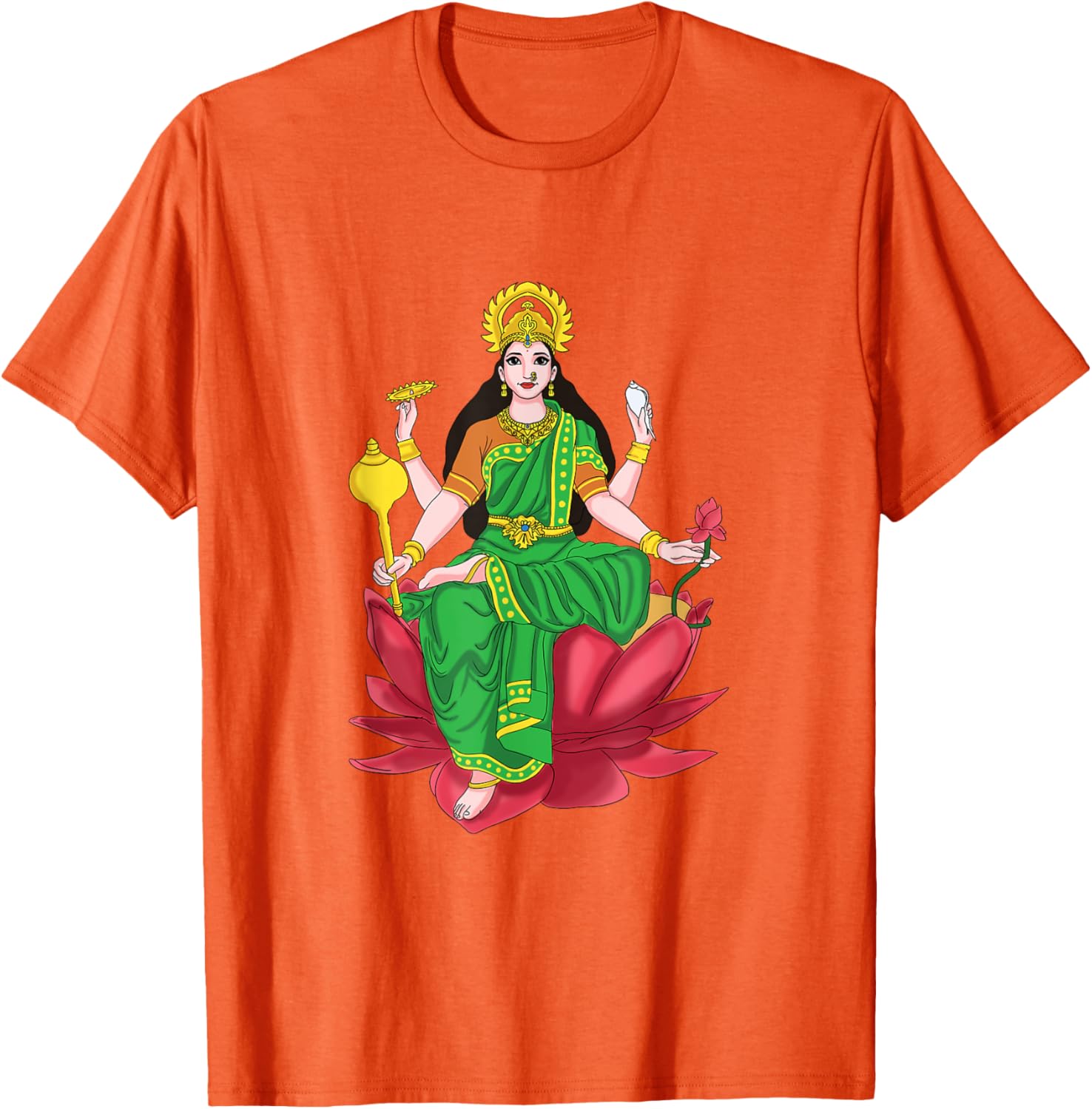 Laxmi Mata Diwali T-Shirt with Lotus Illustration for Pooja Celebrations - 4