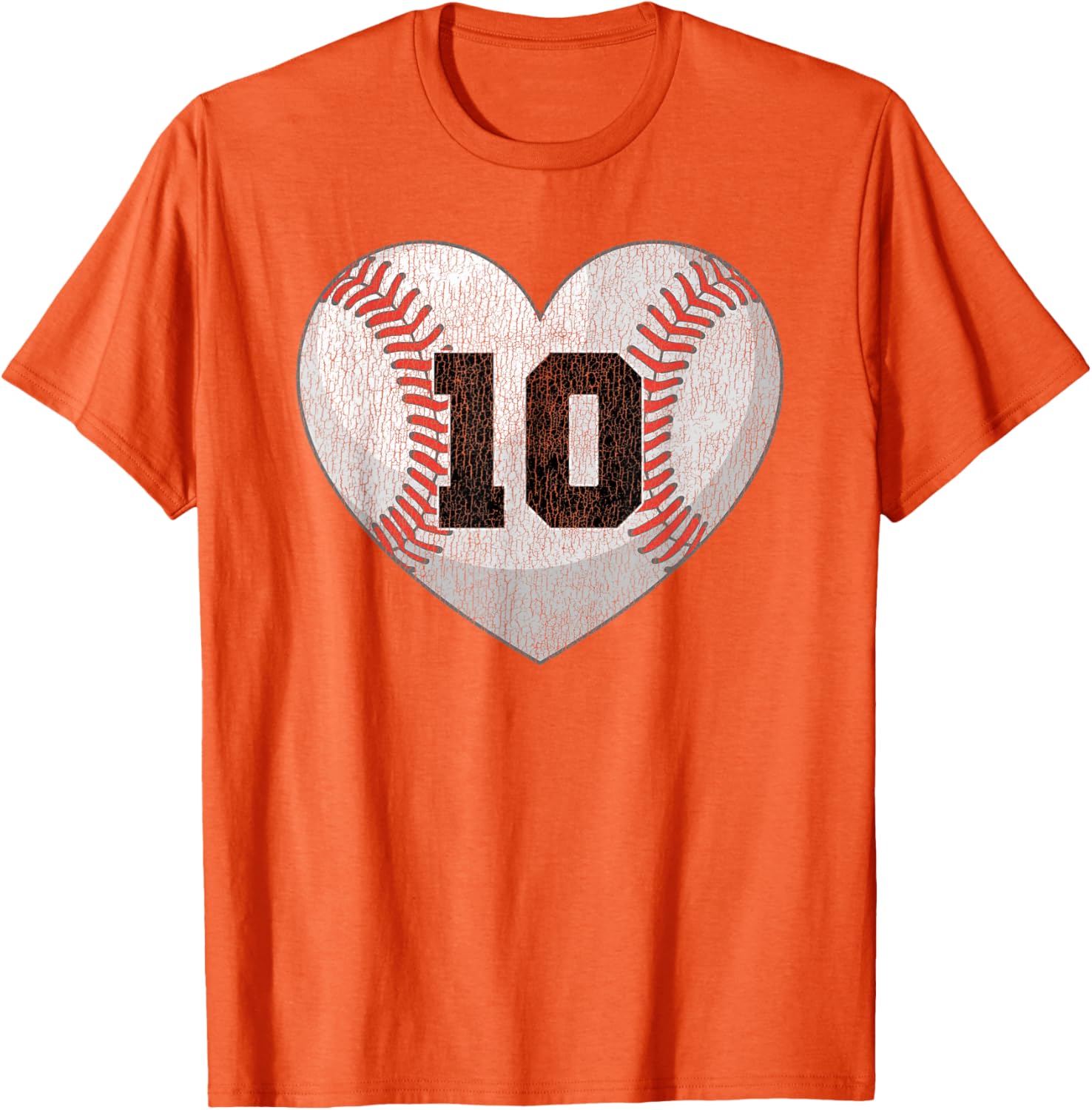 Baseball Mom T-Shirt with Distressed Heart and Number 10 Design - 19