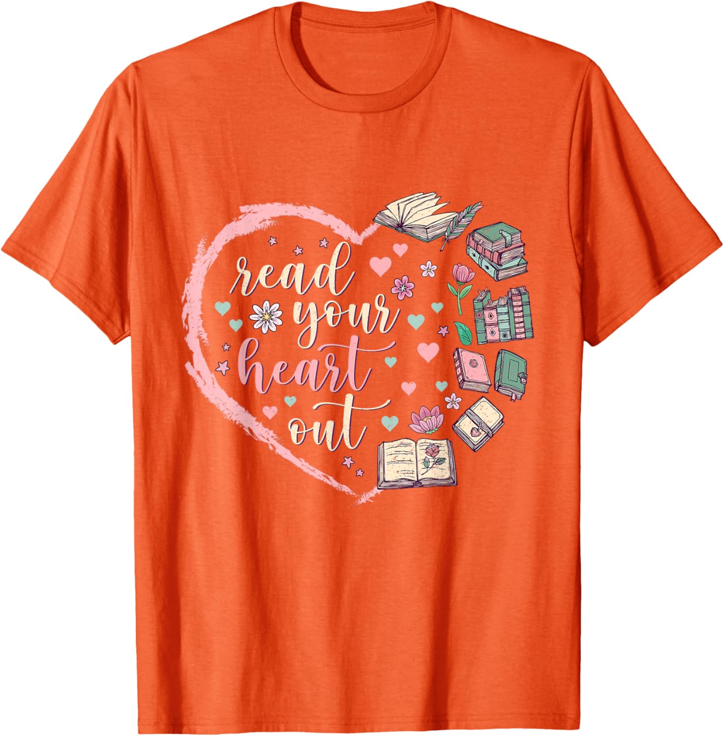 Valentine's Teacher T-Shirt for Book Lovers - Read Your Heart Out Design - 17