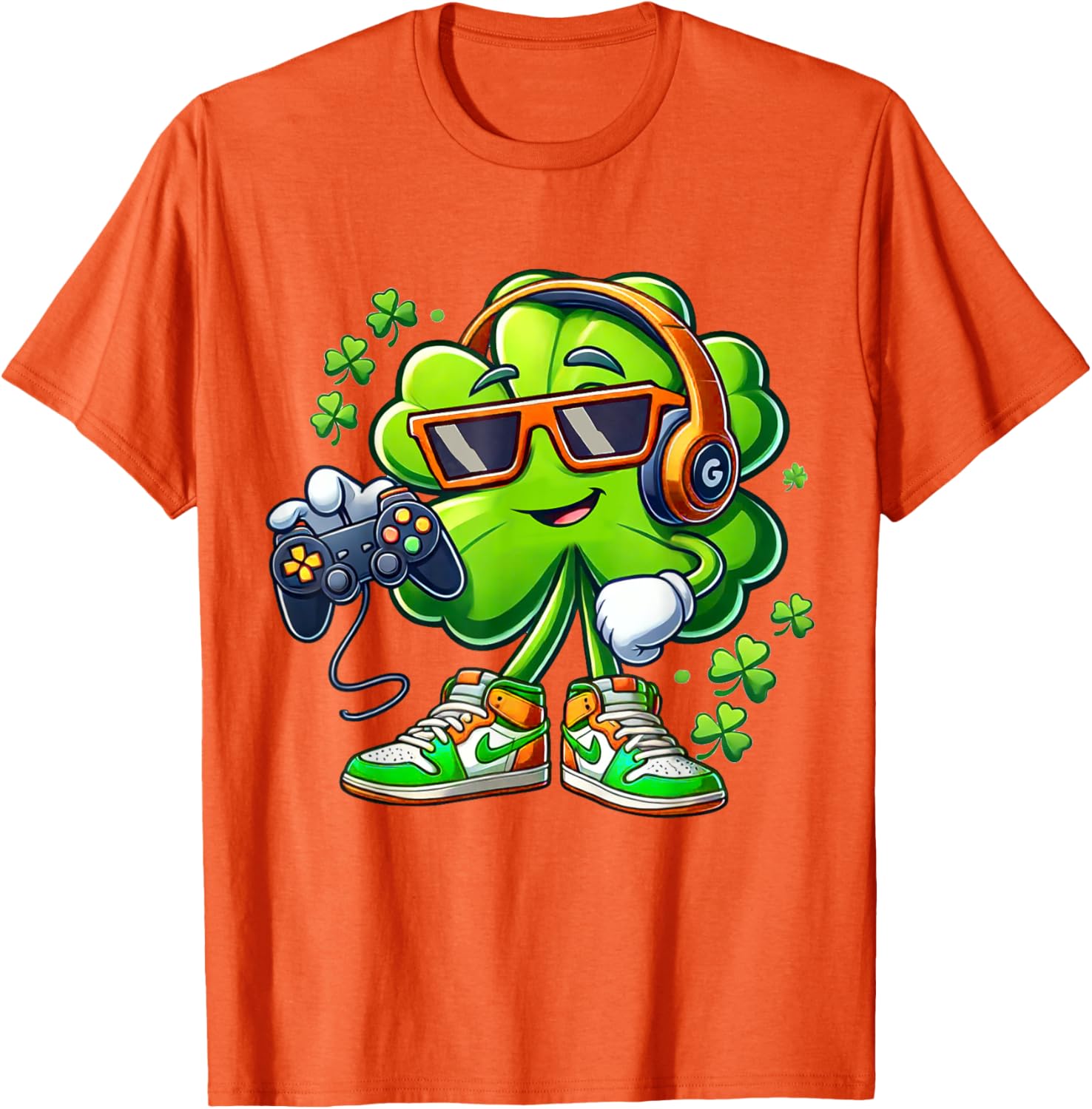 Funny St Patricks Day Gamer T-Shirt for Boys with Shamrock Design - 18