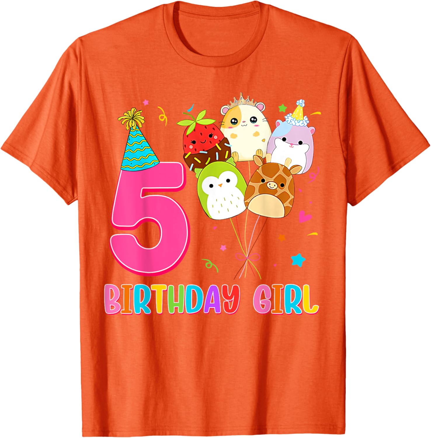 Cute Birthday Girl Squish Squad T-Shirt for 5 Year Old Girls - 15
