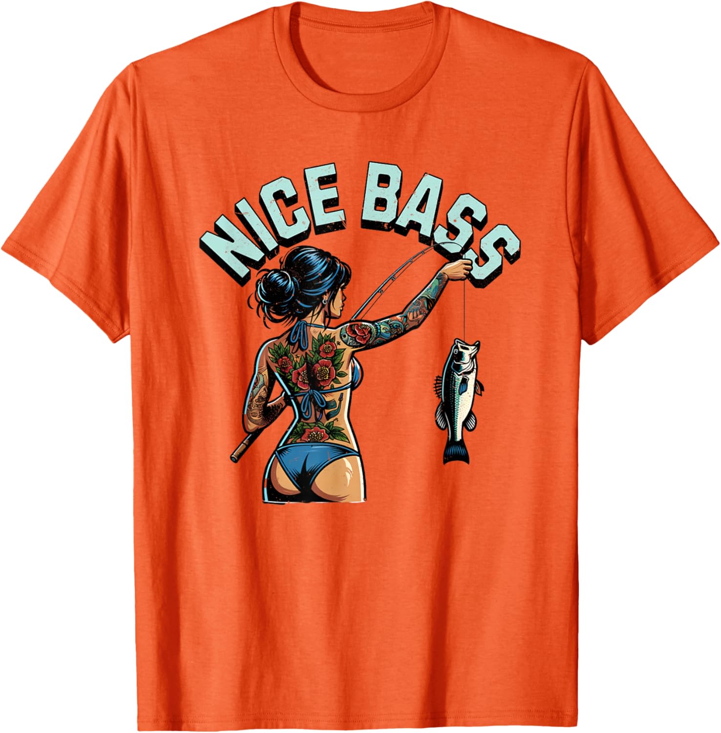 Stylish Bass Fishing Woman in Bikini T-Shirt for Outdoor Enthusiasts - 4