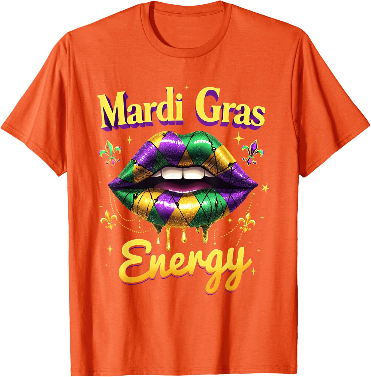 Mardi Gras Energy Carnival Lips T-Shirt New Orleans 2025 Costume Wear - 8