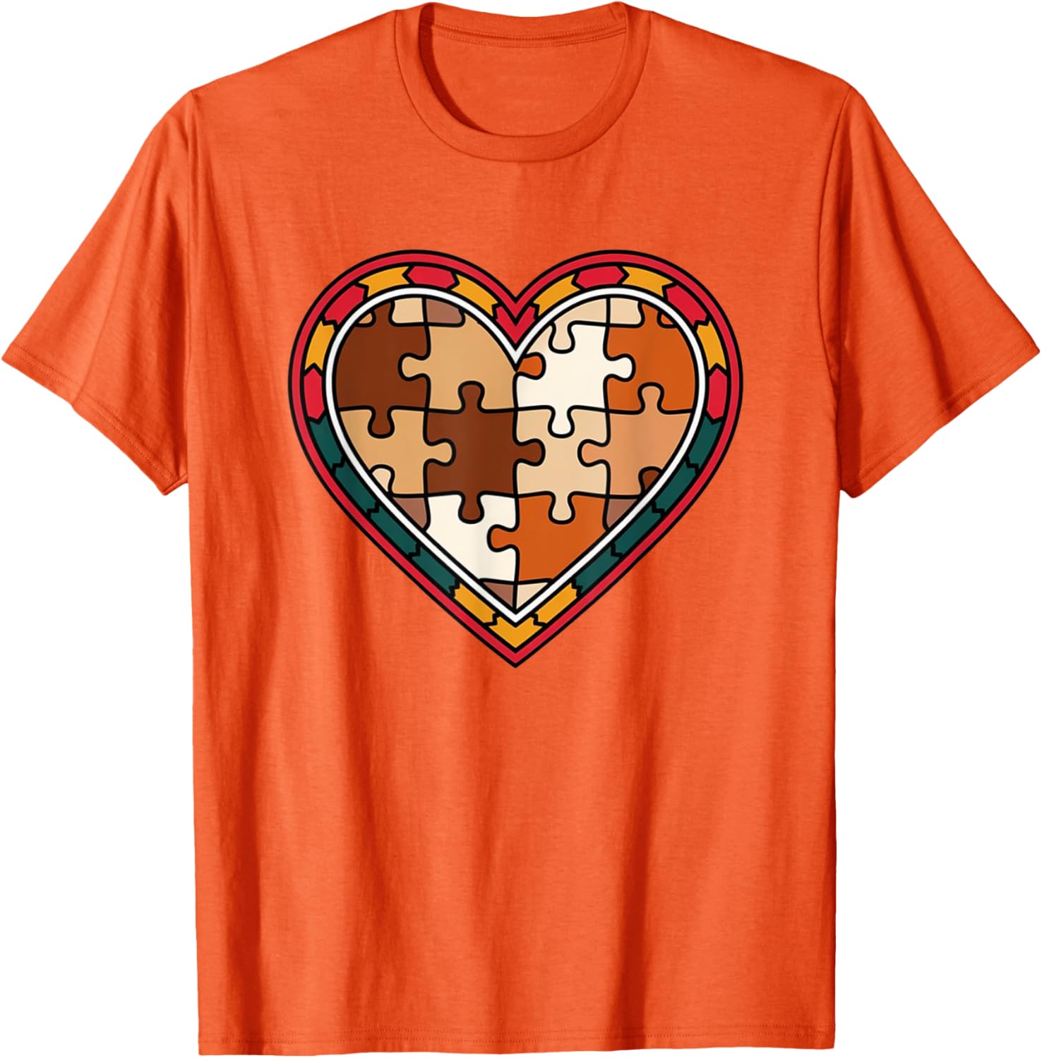 Melanin Heart Puzzle Black History Motivational Afro T-Shirt for All - 16
