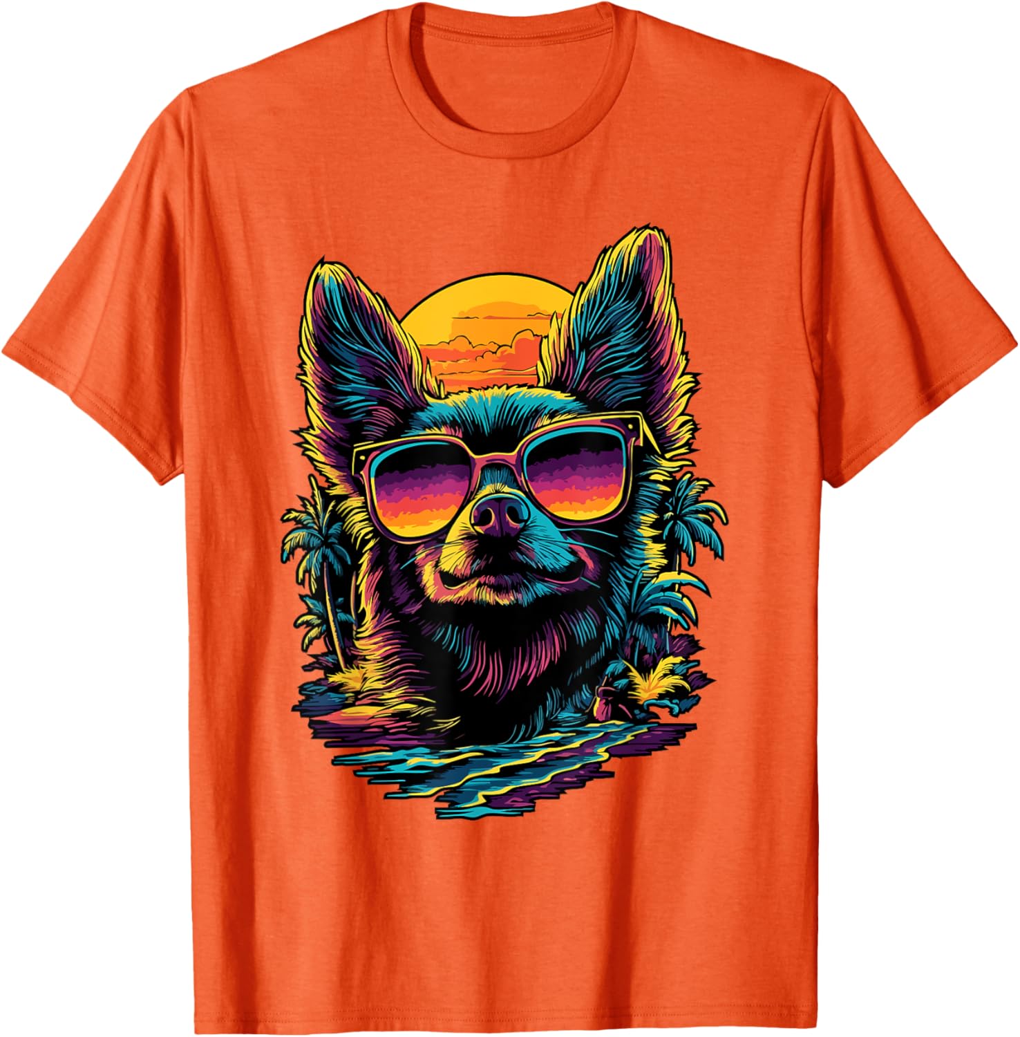 Vintage Sunset Chihuahua T-Shirt for Dog Lovers - Cute Pet Apparel - 2