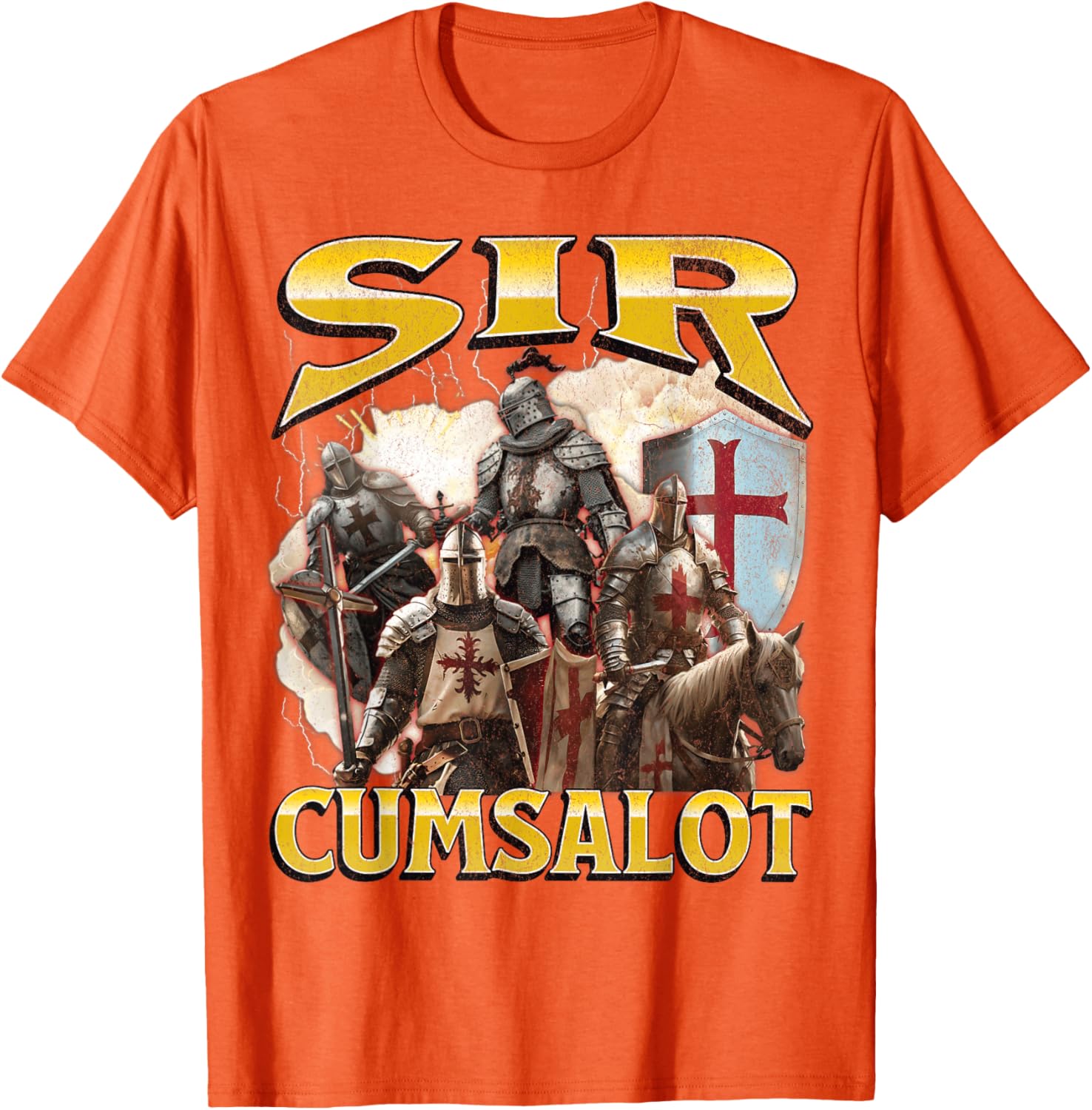 Sir Cumsalot Funny Offensive Knight Meme Graphic T-Shirt for Adults - 9