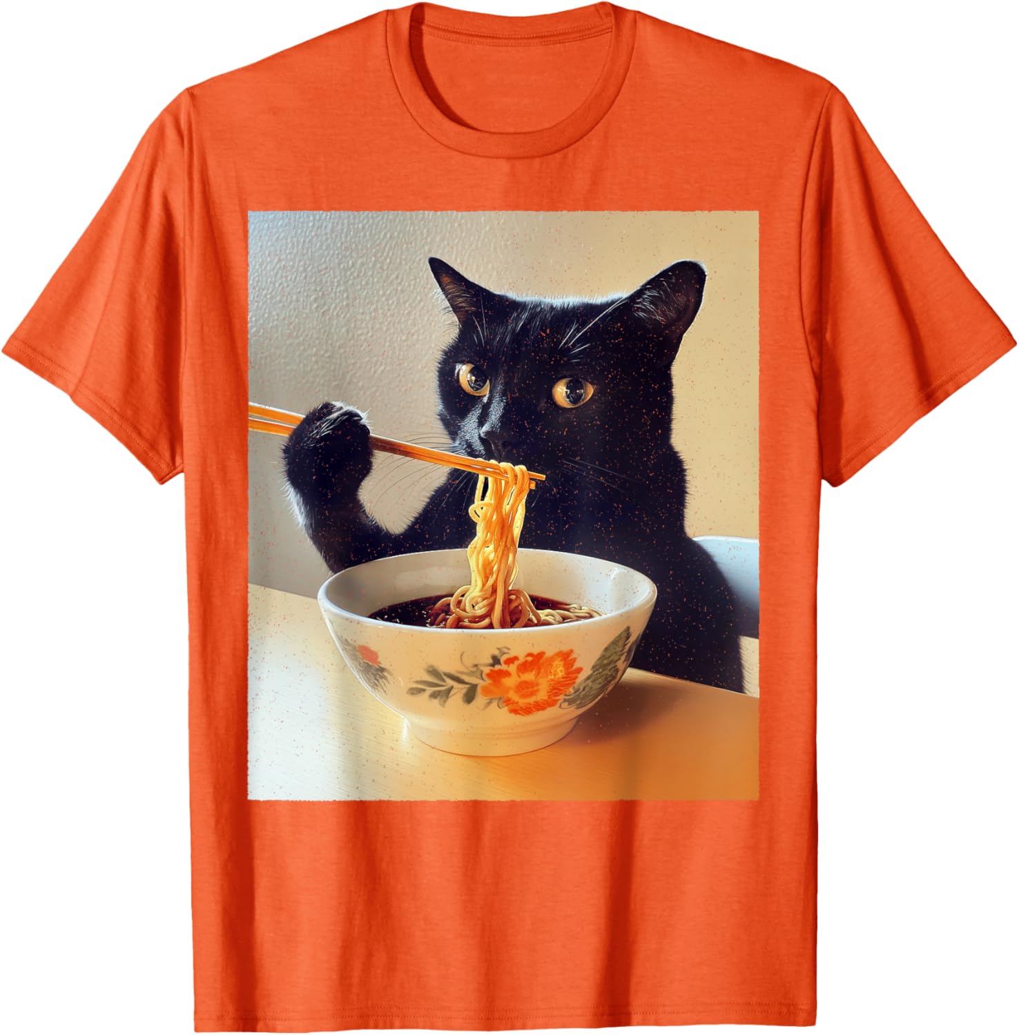 Funny Black Cat Ramen Lover T-Shirt for Noodle Enthusiasts - 17