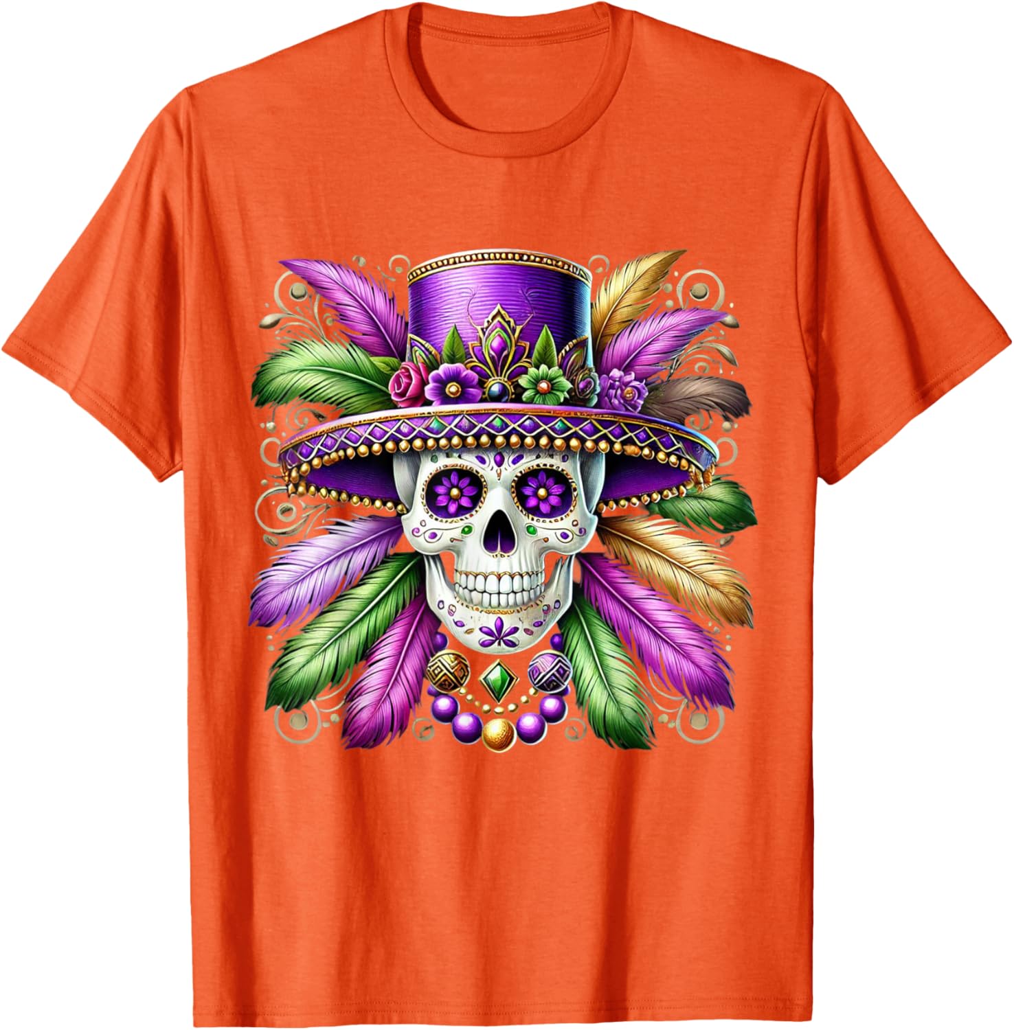 Sugar Skull Mardi Gras T-Shirt for Carnival Celebrations in New Orleans - 11