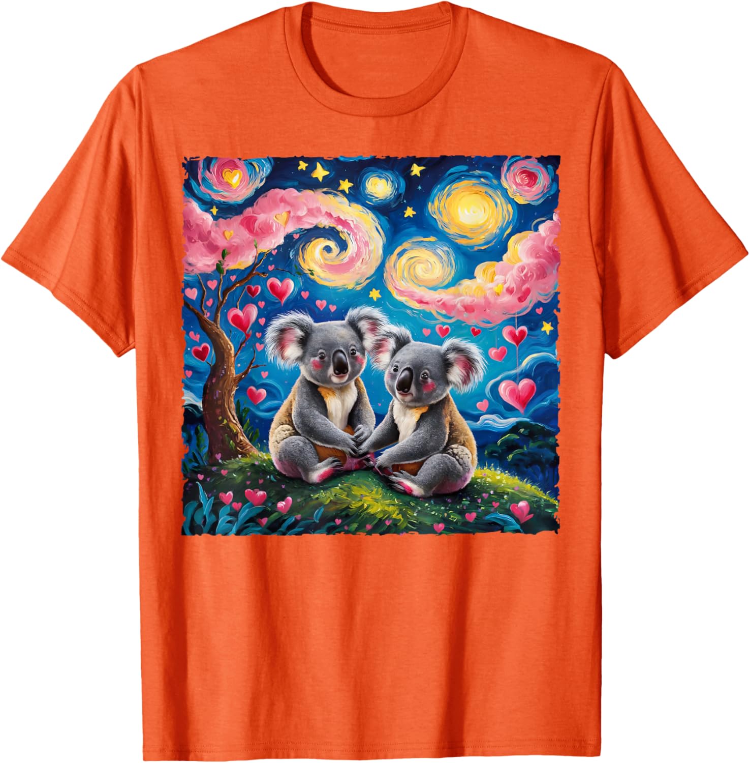 Koala Bear Van Gogh Starry Night T-Shirt for Romantic Couples - 17
