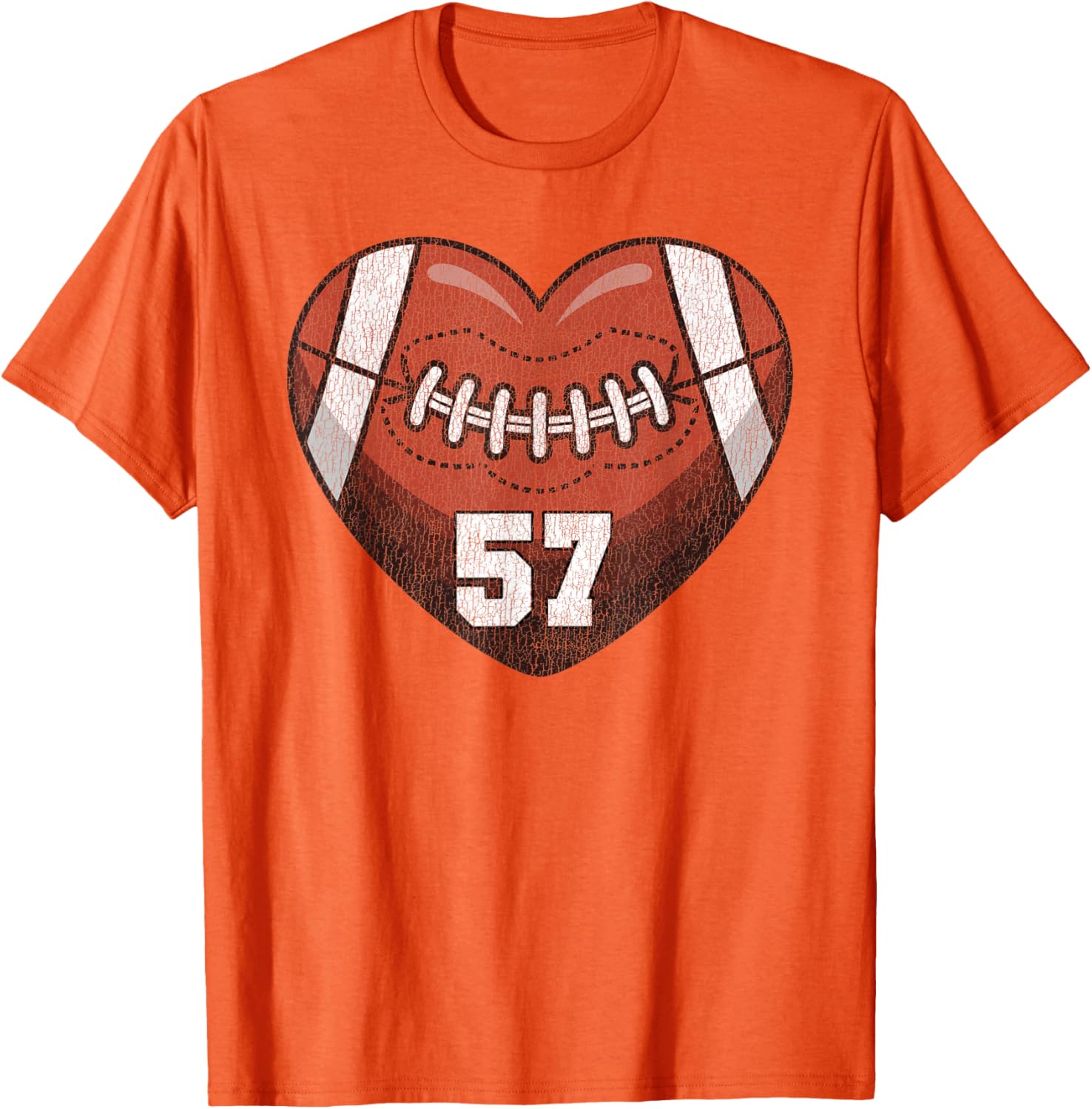 Football Number 57 Distressed Heart T-Shirt for Proud Football Moms - 18