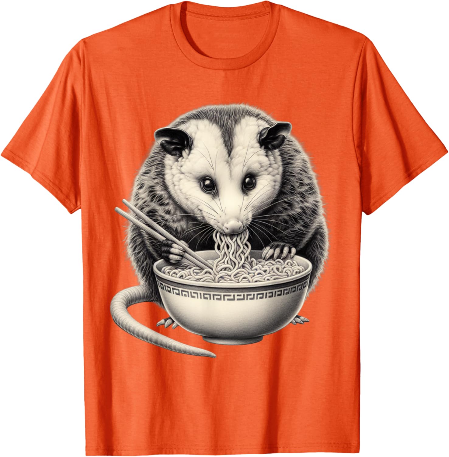 Opossum Eating Ramen Bowl T-Shirt Perfect for Food Lovers and Animal Fans - 14