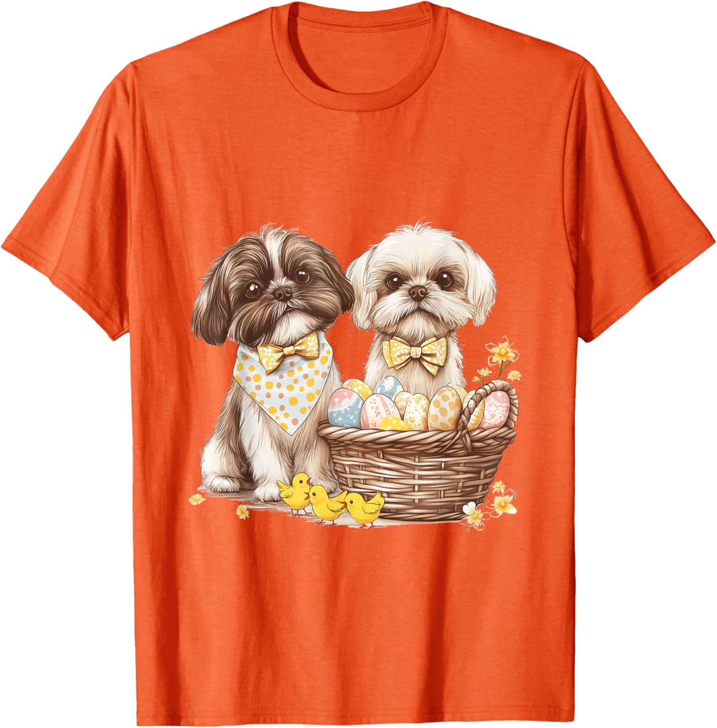 Happy Easter Shih Tzu Dog T-Shirt with Eggs and Chicks for Fun Celebrations - 18