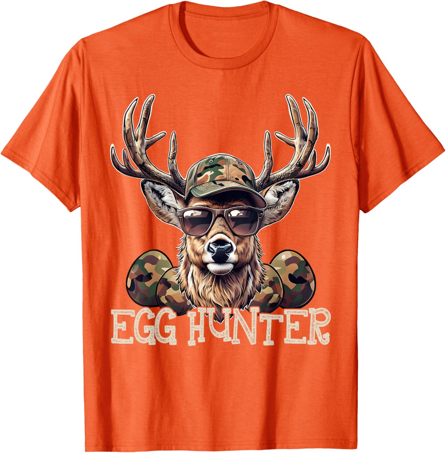 Egg Hunter Deer Camo Cap Boys T-Shirt Perfect for Easter and Hunting - 13