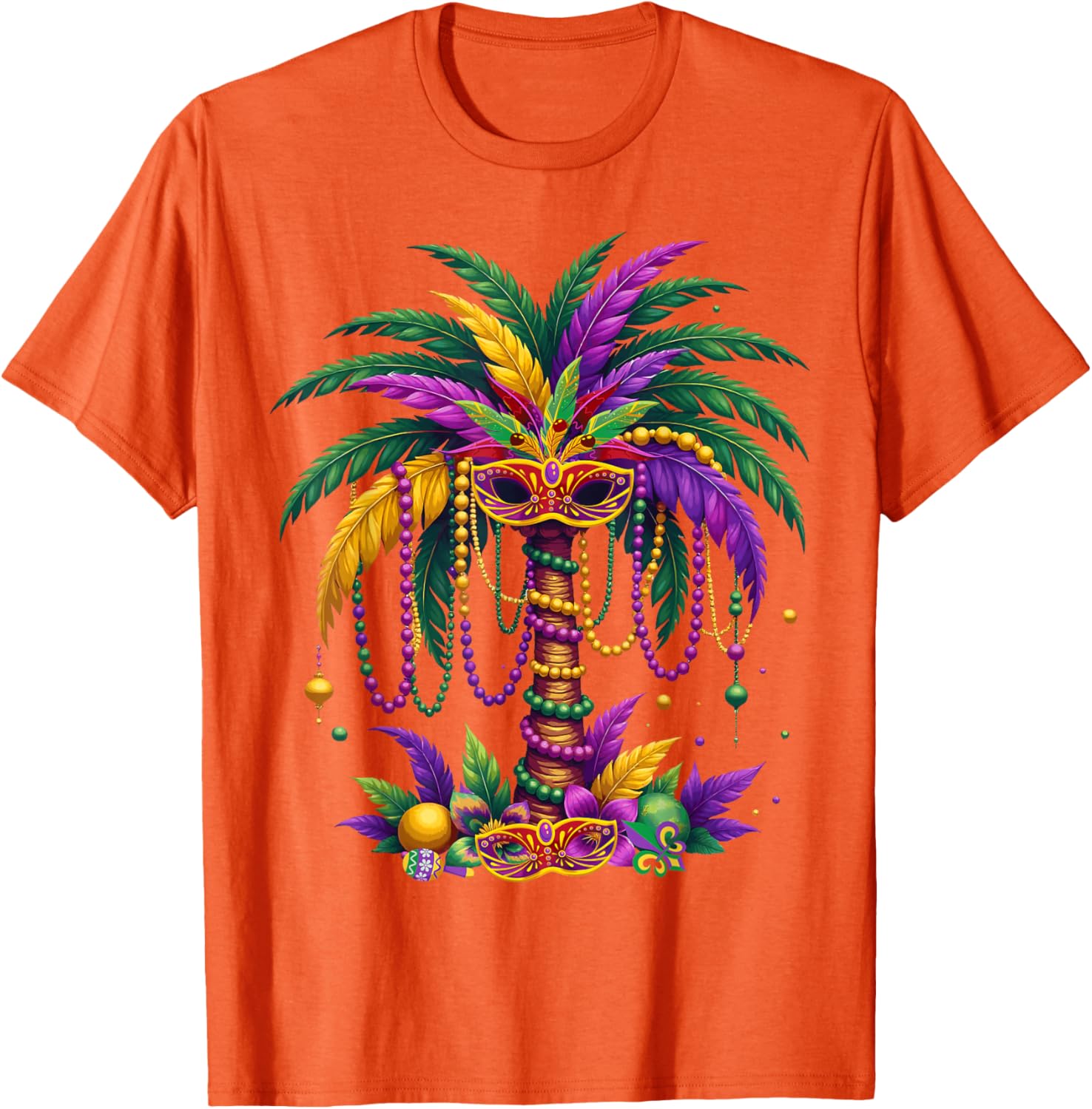 Funny Palm Tree and Beads T-Shirt for Mardi Gras Tropical Parties - 3
