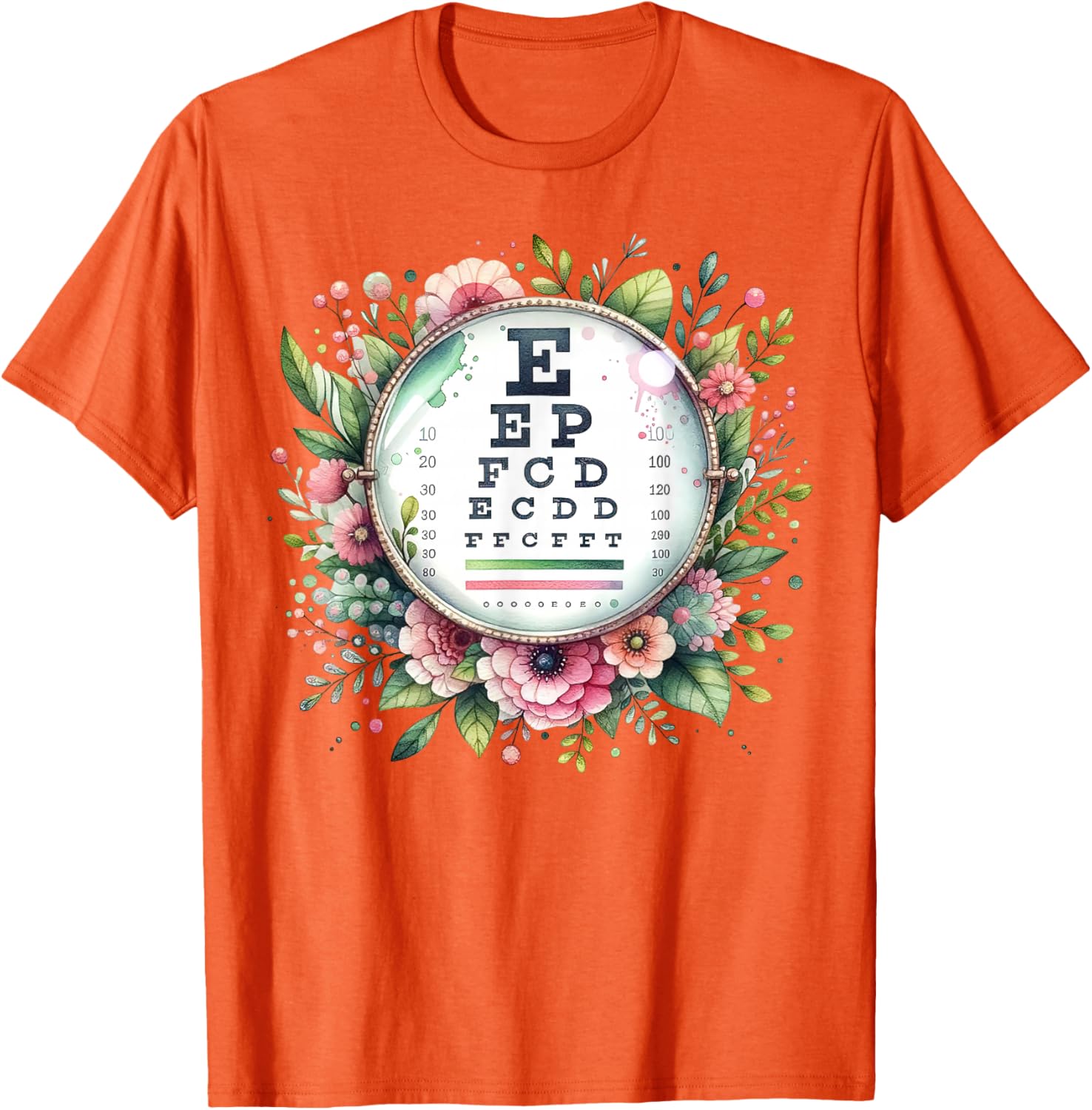 Floral Eye Chart T-Shirt for Optometrists and Eye Care Professionals - 7