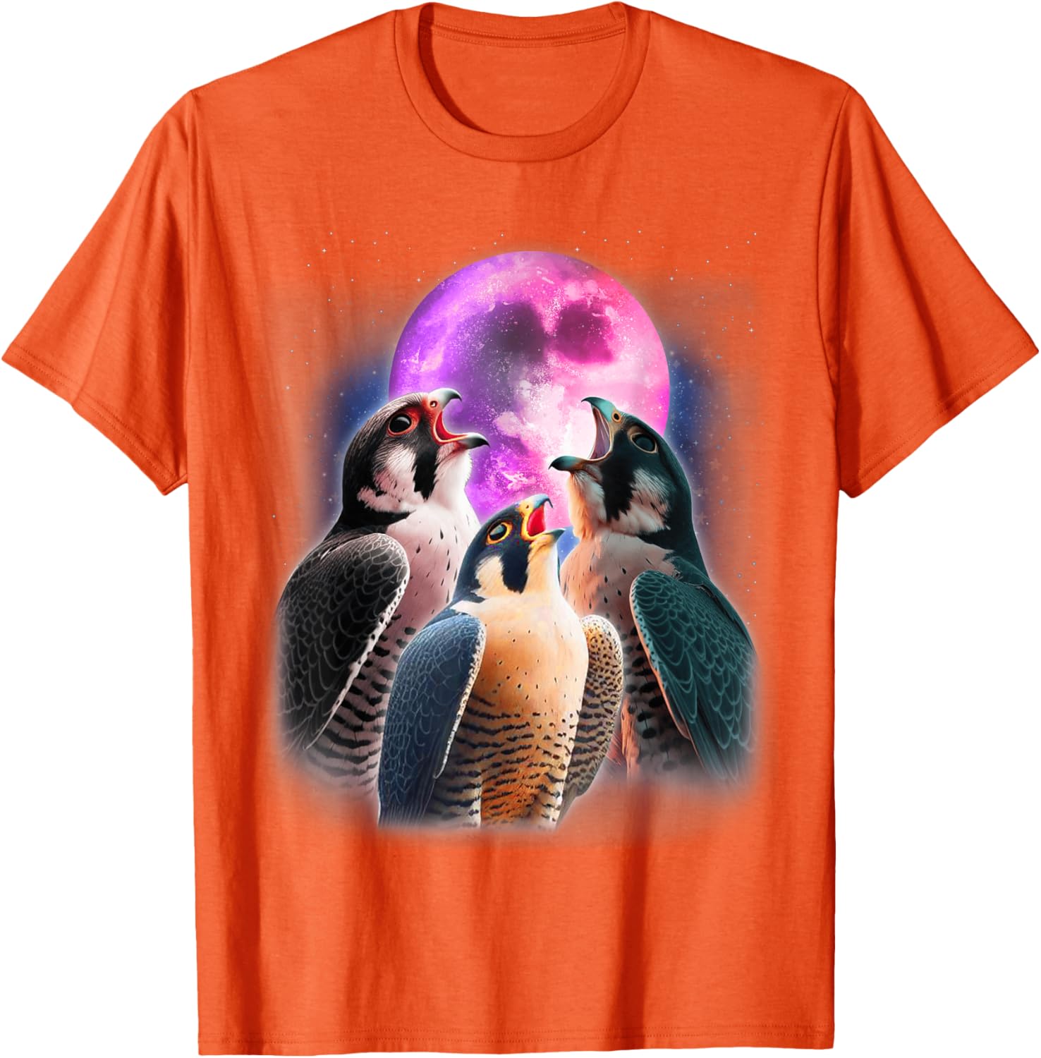 Funny Peregrine Falcon T-Shirt Howling at the Moon for Bird Lovers - 14