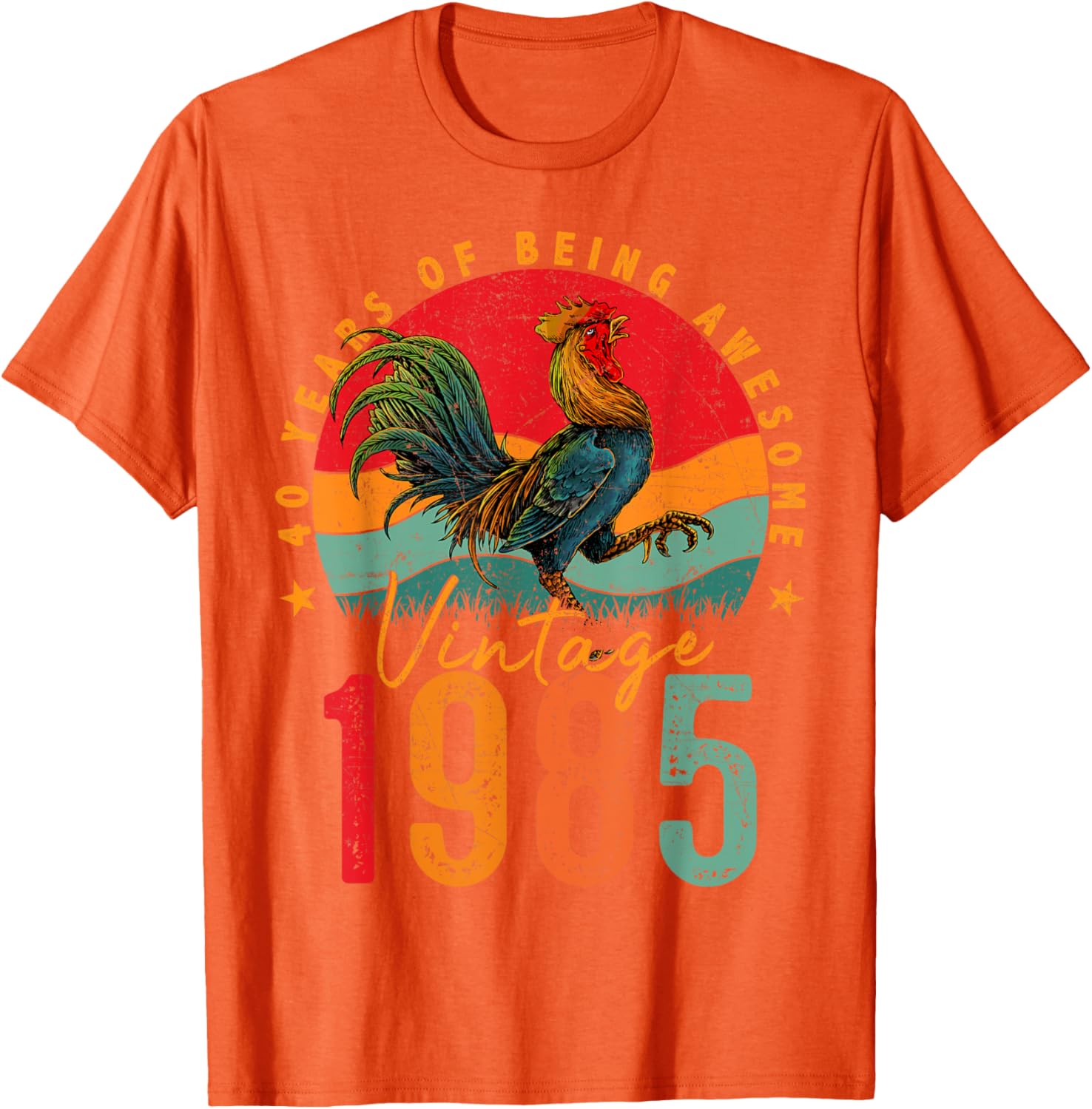Vintage 1985 Chicken 40th Birthday Mens T-Shirt for 40 Year Old Gifts - 12