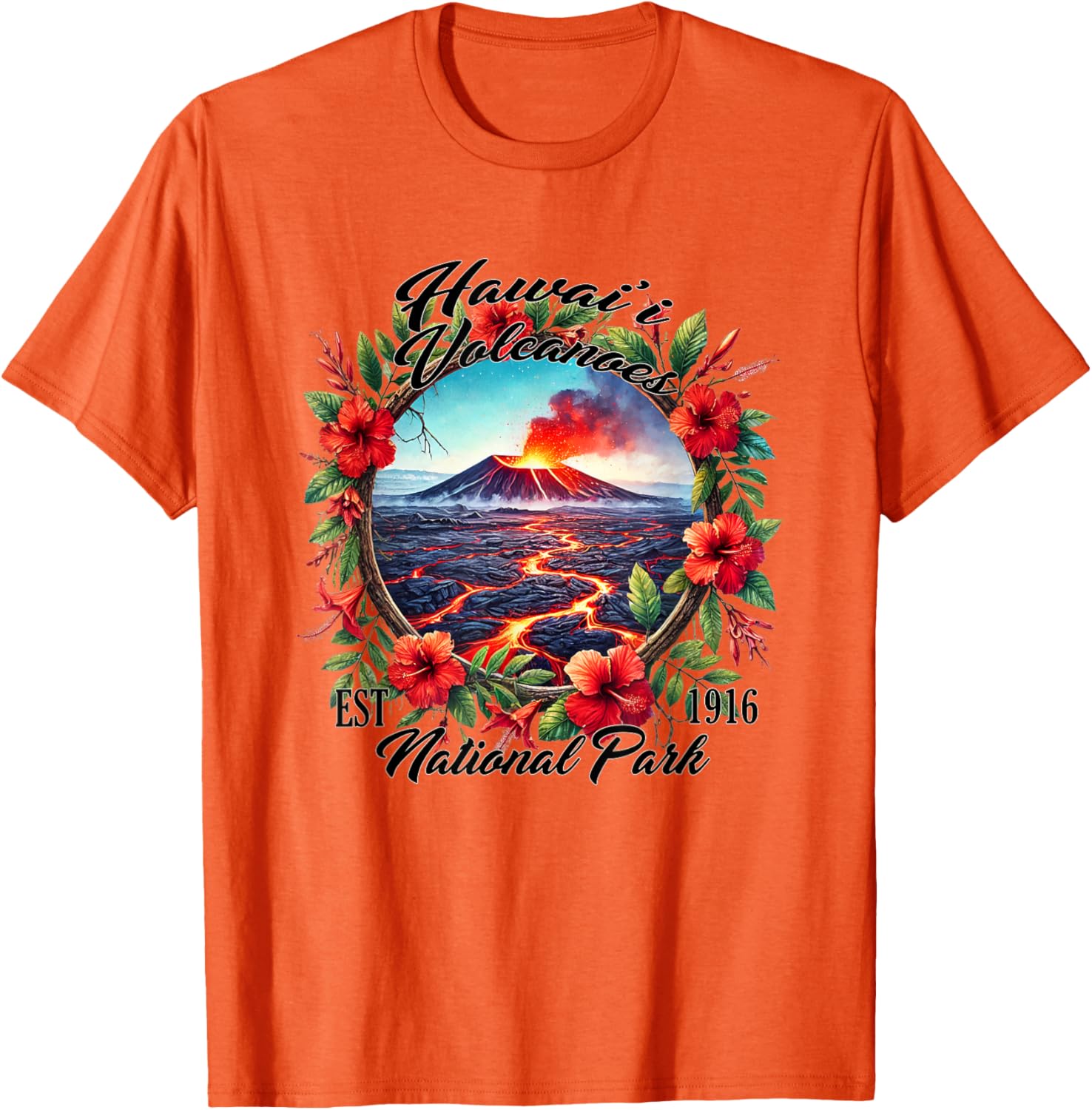 Retro Floral Hawaii Volcanoes National Park Camping T-Shirt for Outdoors - 2
