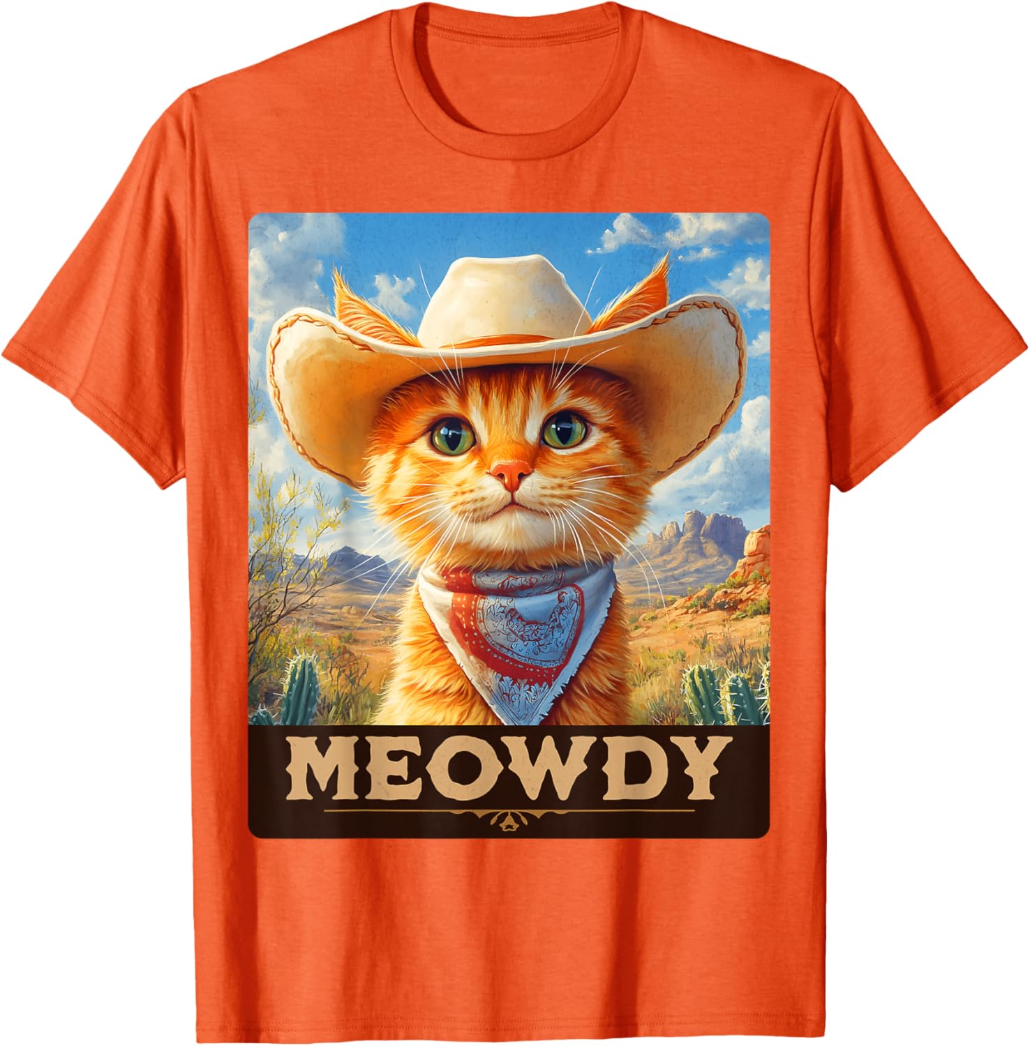 Meowdy Cowboy Cat T-Shirt for Wild West Lovers - Fun Pet Apparel - 7