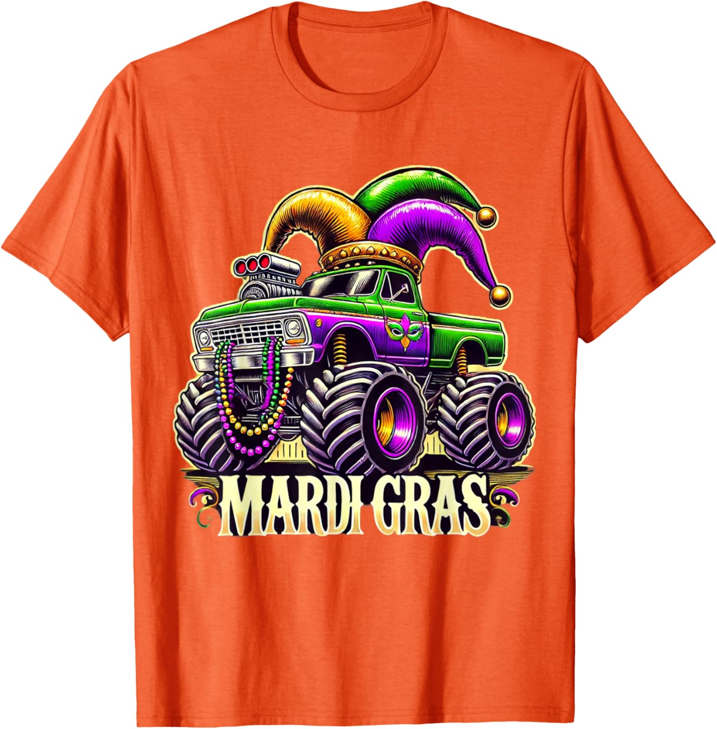 Mardi Gras Jester Carnival Monster Truck T-Shirt for Girls Kids - 5