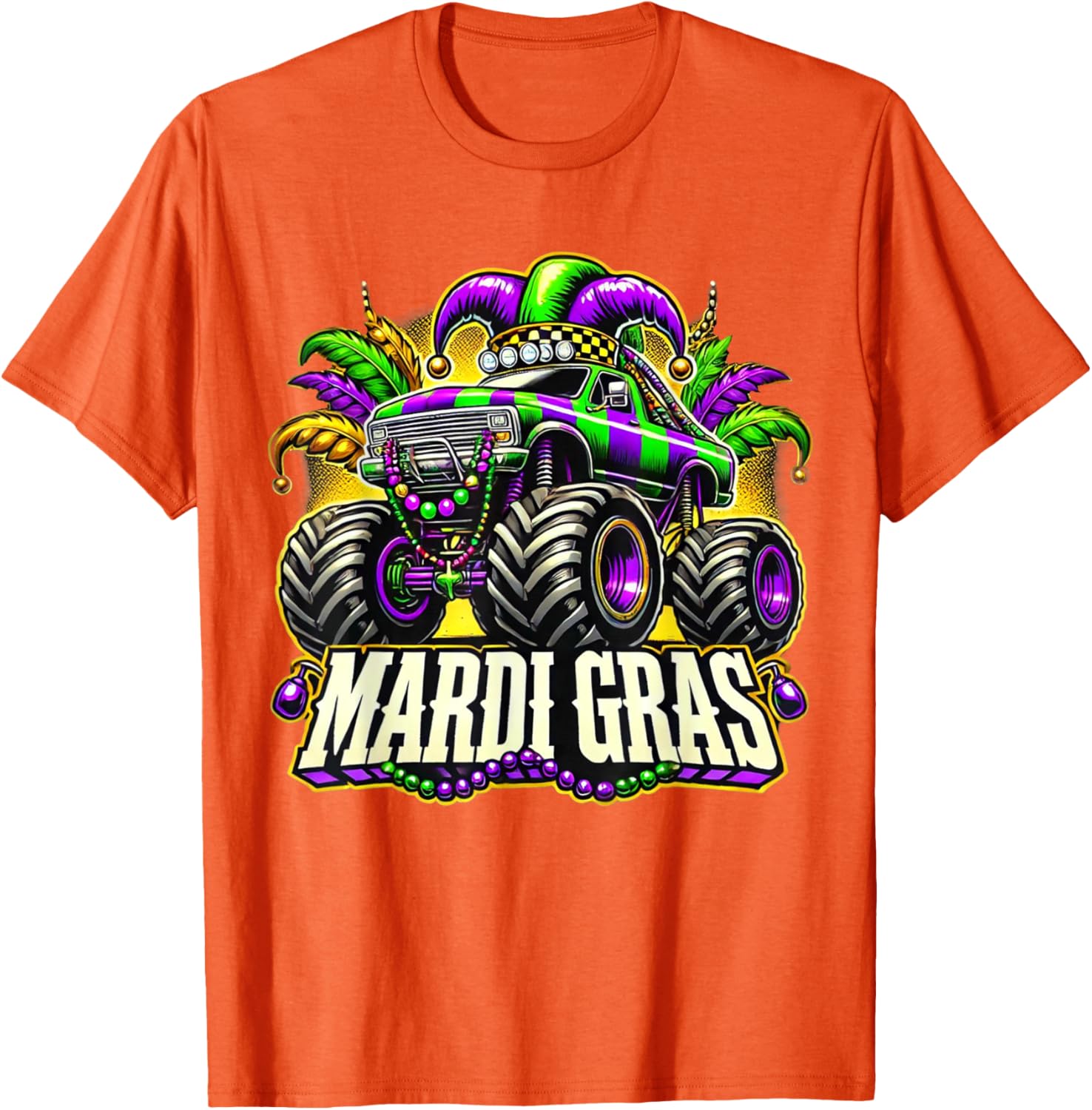 Mardi Gras Jester Monster Truck T-Shirt for Kids Fun Carnival Style - 23
