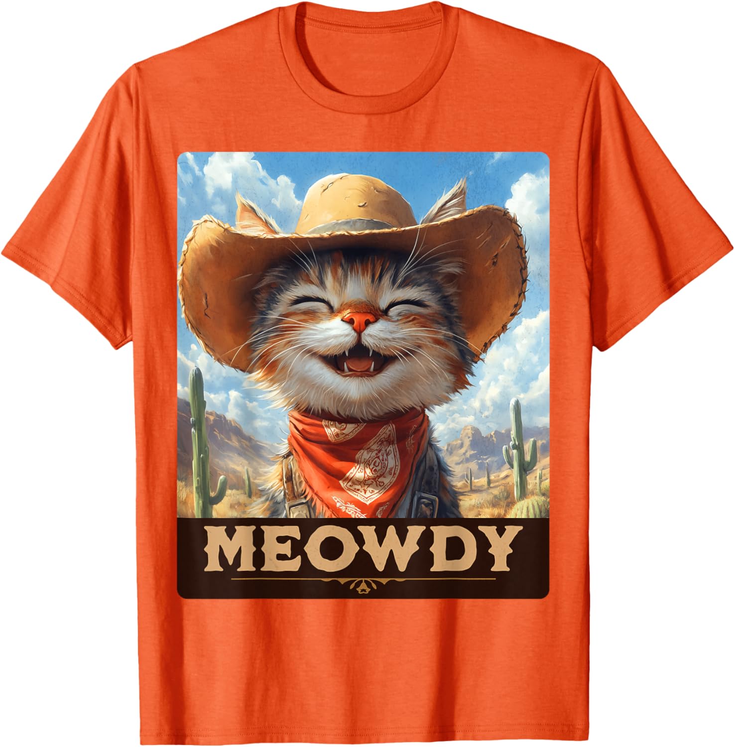 Meowdy Cowboy Cat T-Shirt - Wild West Feline Fun for Cat Lovers - 6