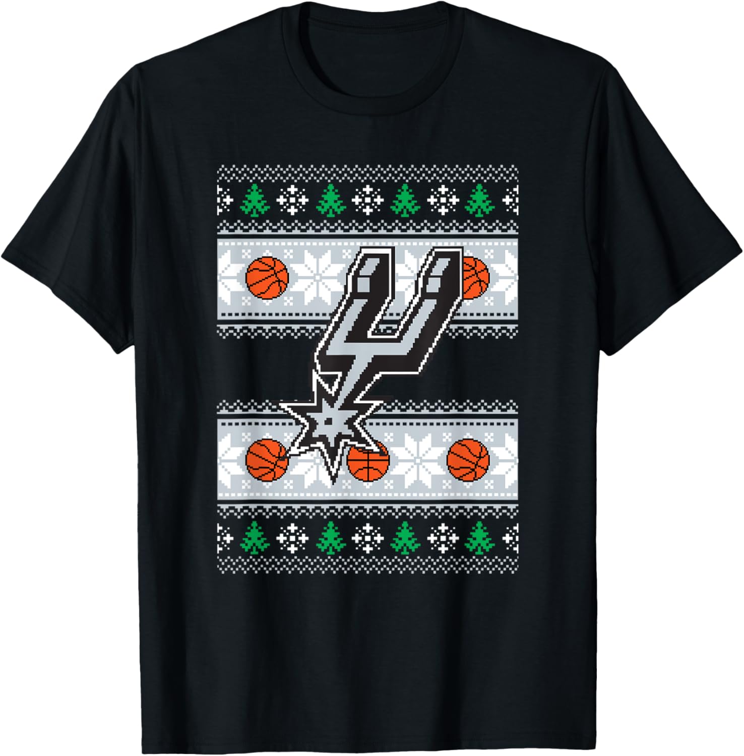 Men's San Antonio Spurs Merry Pixel T-Shirt for Sports Fans and Outdoors - 2