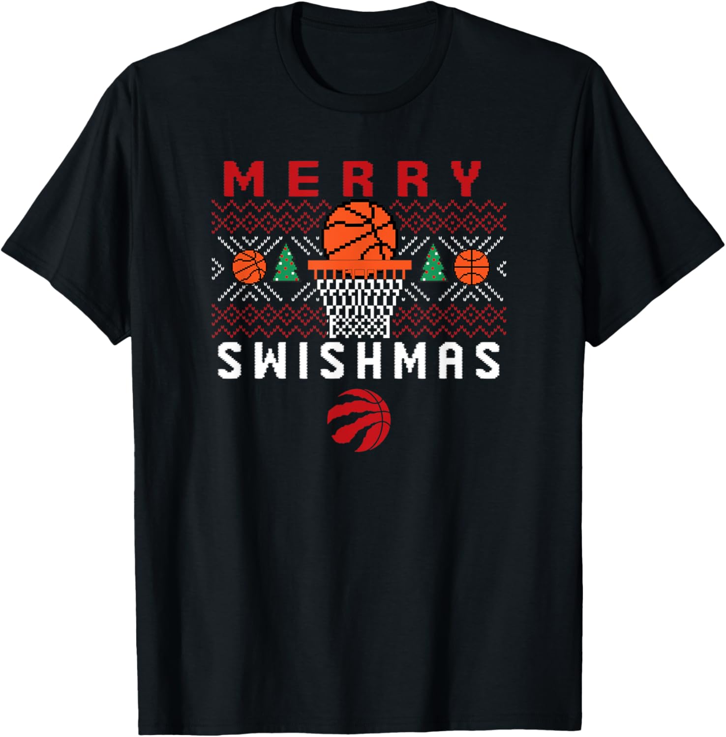 Men's Toronto Raptors Merry Swishmas T-Shirt for Sports Fans - 4