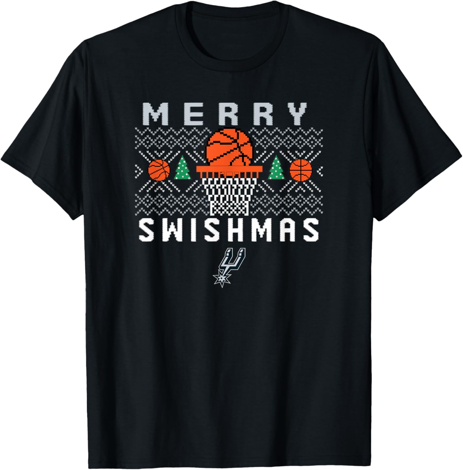 Men's NBA San Antonio Spurs Merry Swishmas T-Shirt for Sports Fans - 3