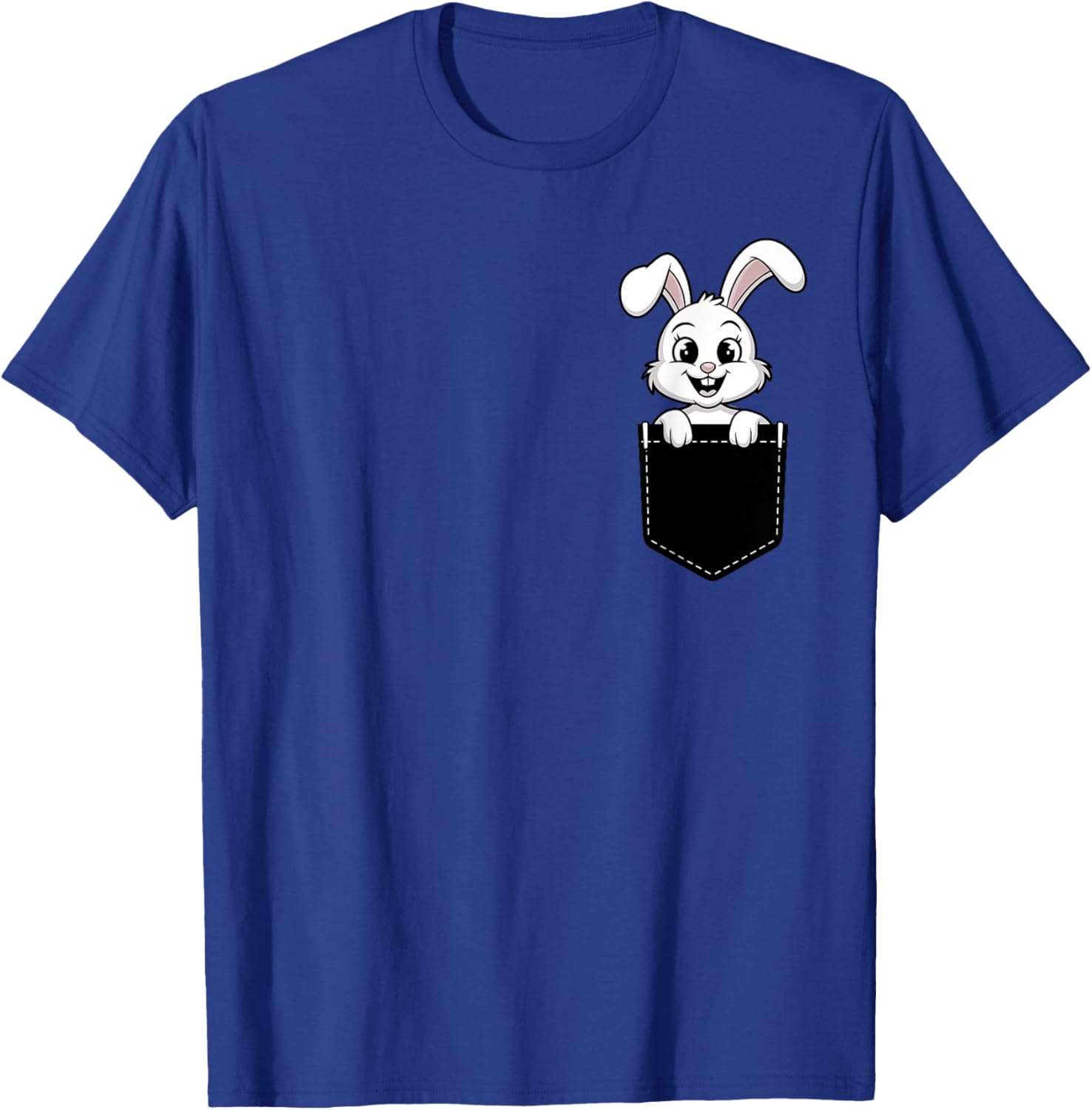 Cute Funny Rabbit in Pocket T-Shirt for Men and Women - Animal Lovers Design - 27
