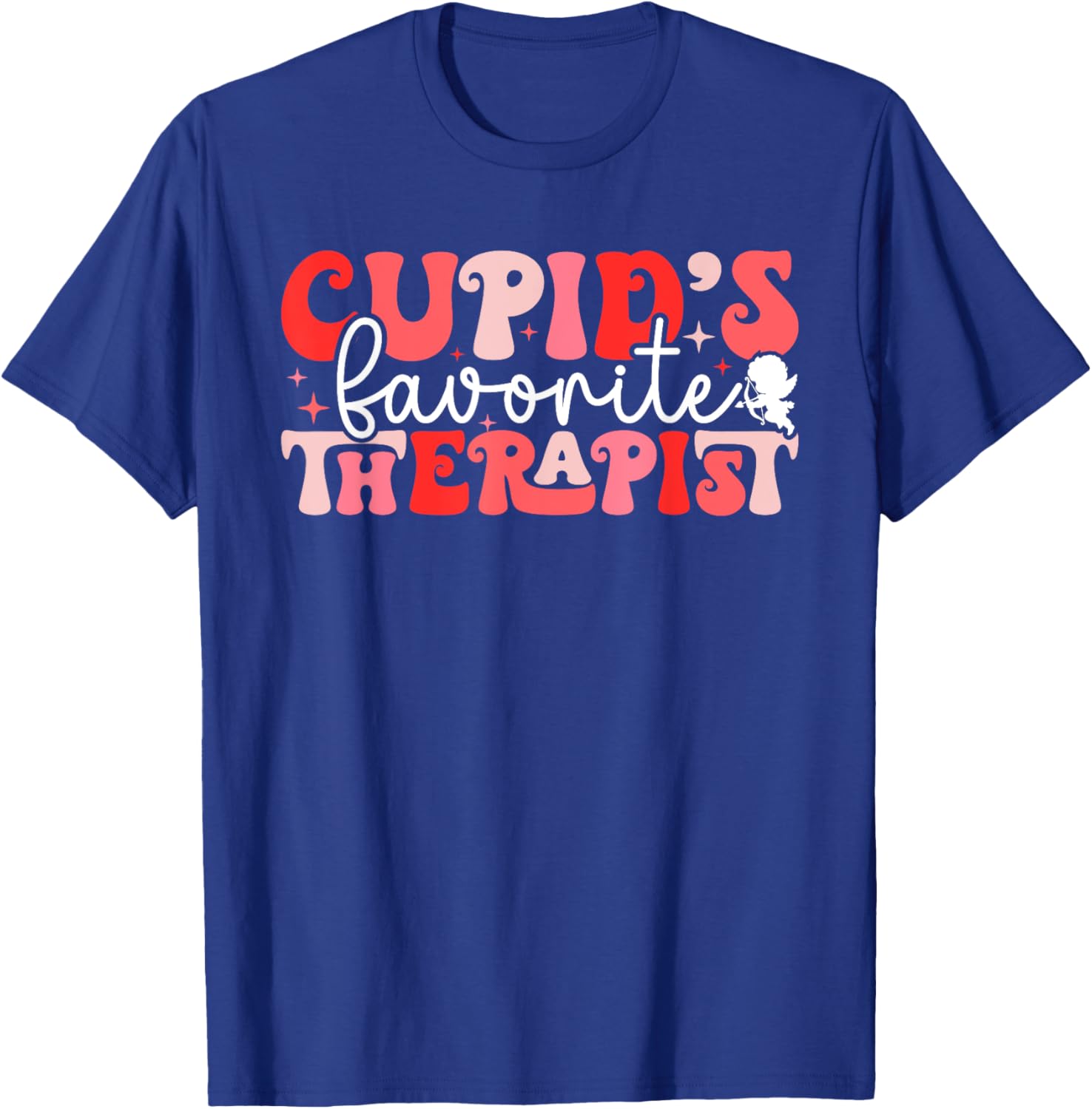 Cupid's Favorite Therapist Groovy Valentine's Day T-Shirt for Women - 3