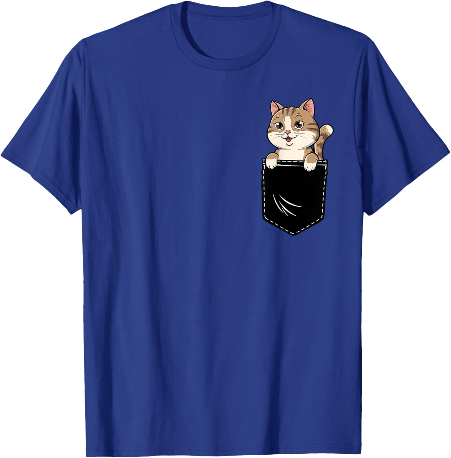 Cute Funny Cat Pocket T-Shirt for Men and Women - Adorable Animal Design - 11
