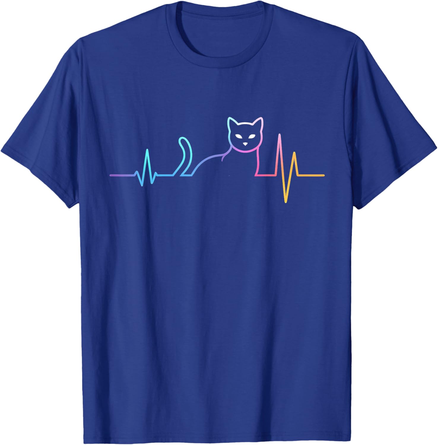Colorful Heartbeat Cat T-Shirt for Funny Cat Lovers - Gifts for All Ages - 1