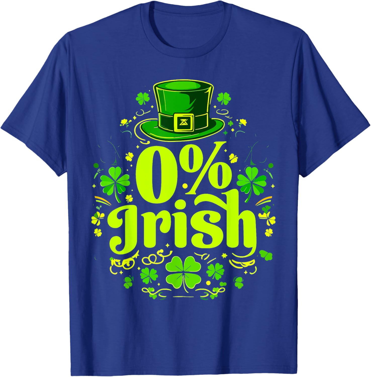 Funny 0% Irish St. Patrick's Day Zero Percent Graphic T-Shirt for Fun - 1
