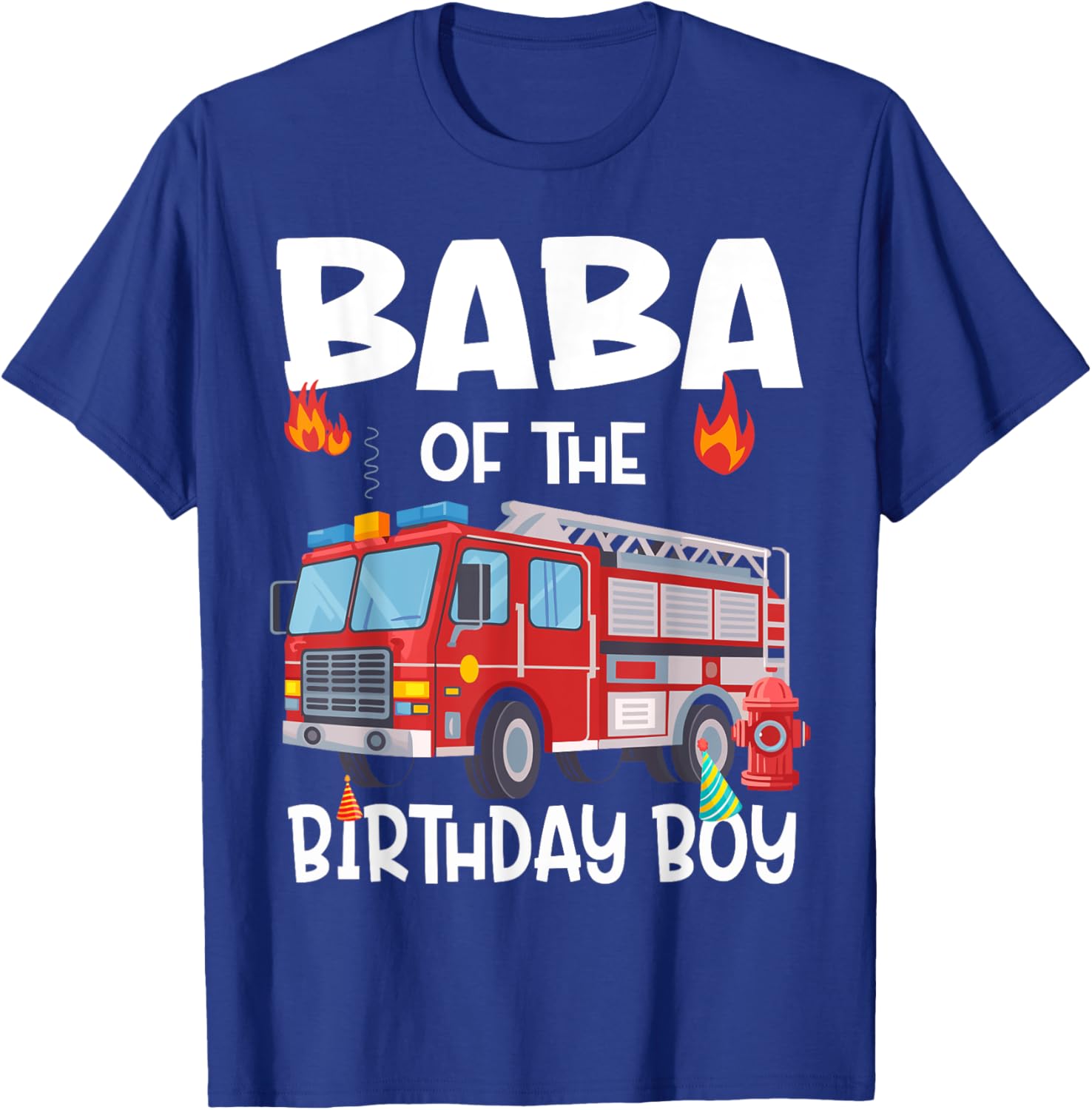 Funny Baba of the Birthday Boy Fire Truck Dad T-Shirt for Celebrations - 8