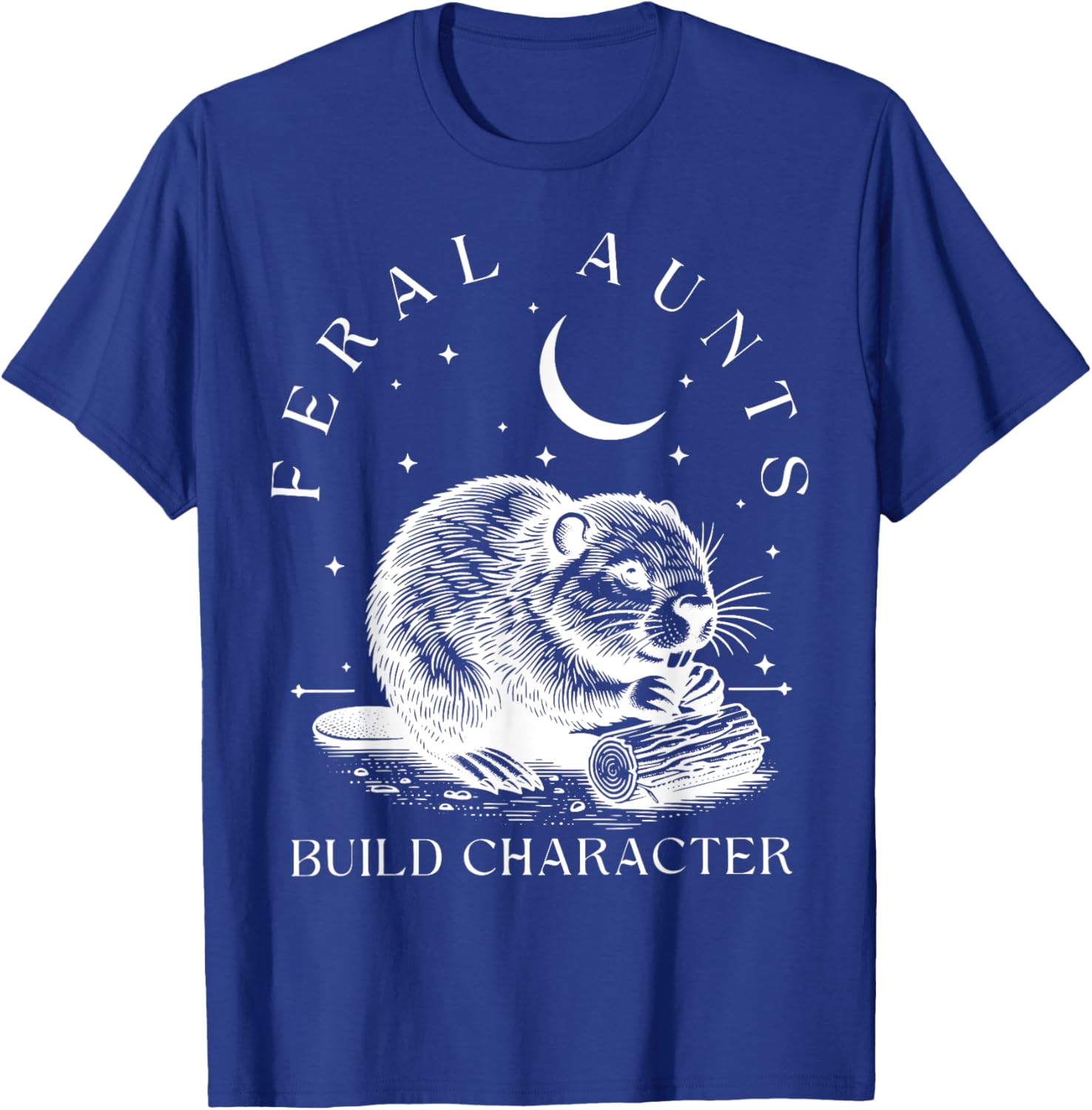 Funny Retro Aunt T-Shirt with Cute Beaver Design – Build Character Style - 10
