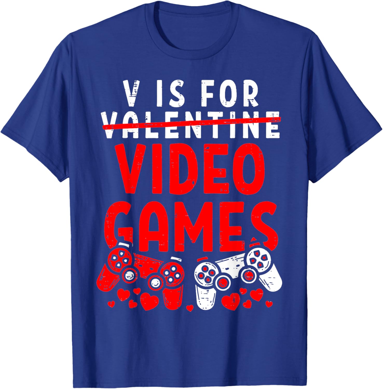Funny V Is For Video Games Valentine's Day T-Shirt for Gamer Men - 1
