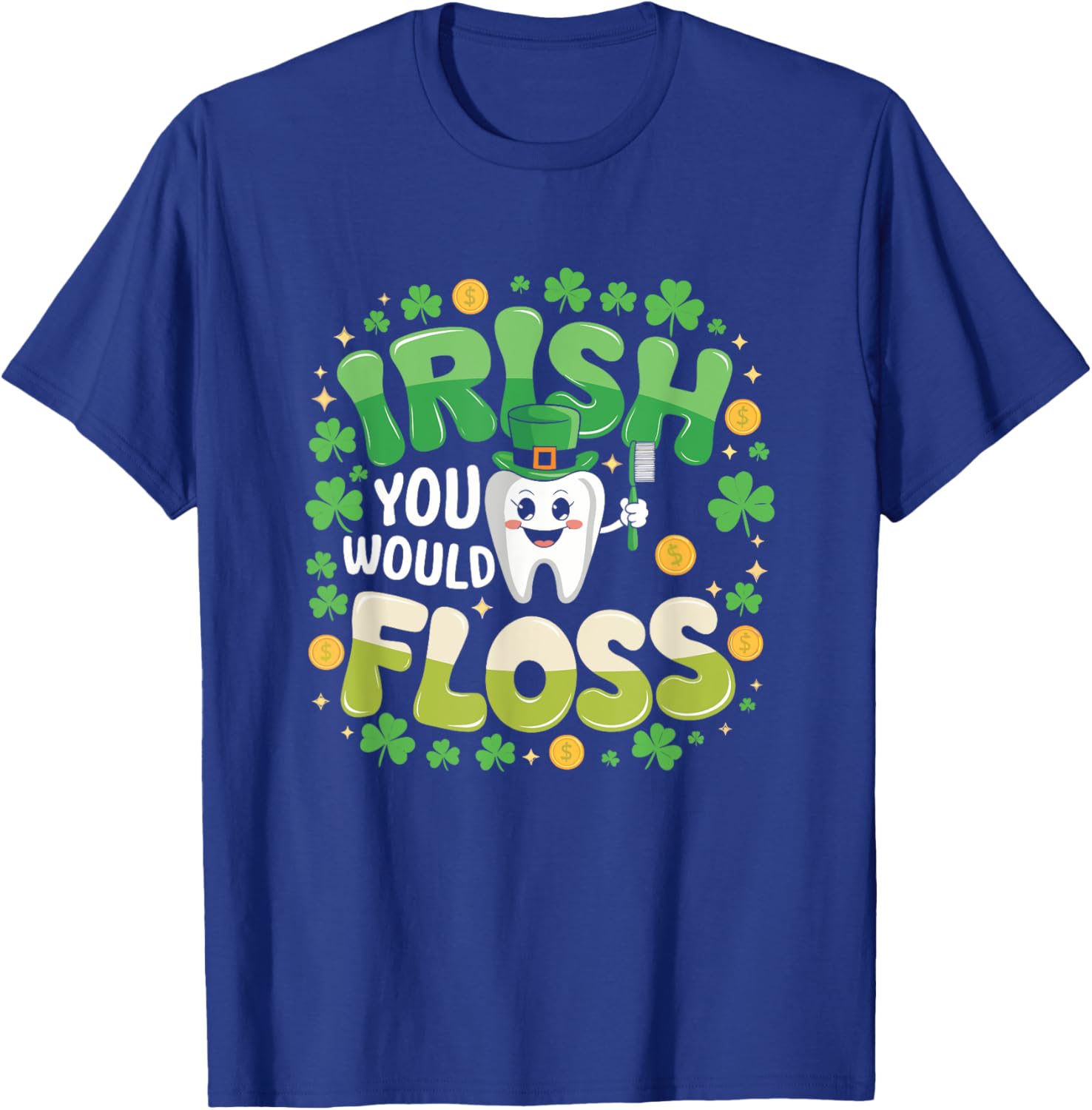 Retro Irish St Patrick's Day Flossing Dentist T-Shirt for Fun Celebrations - 12