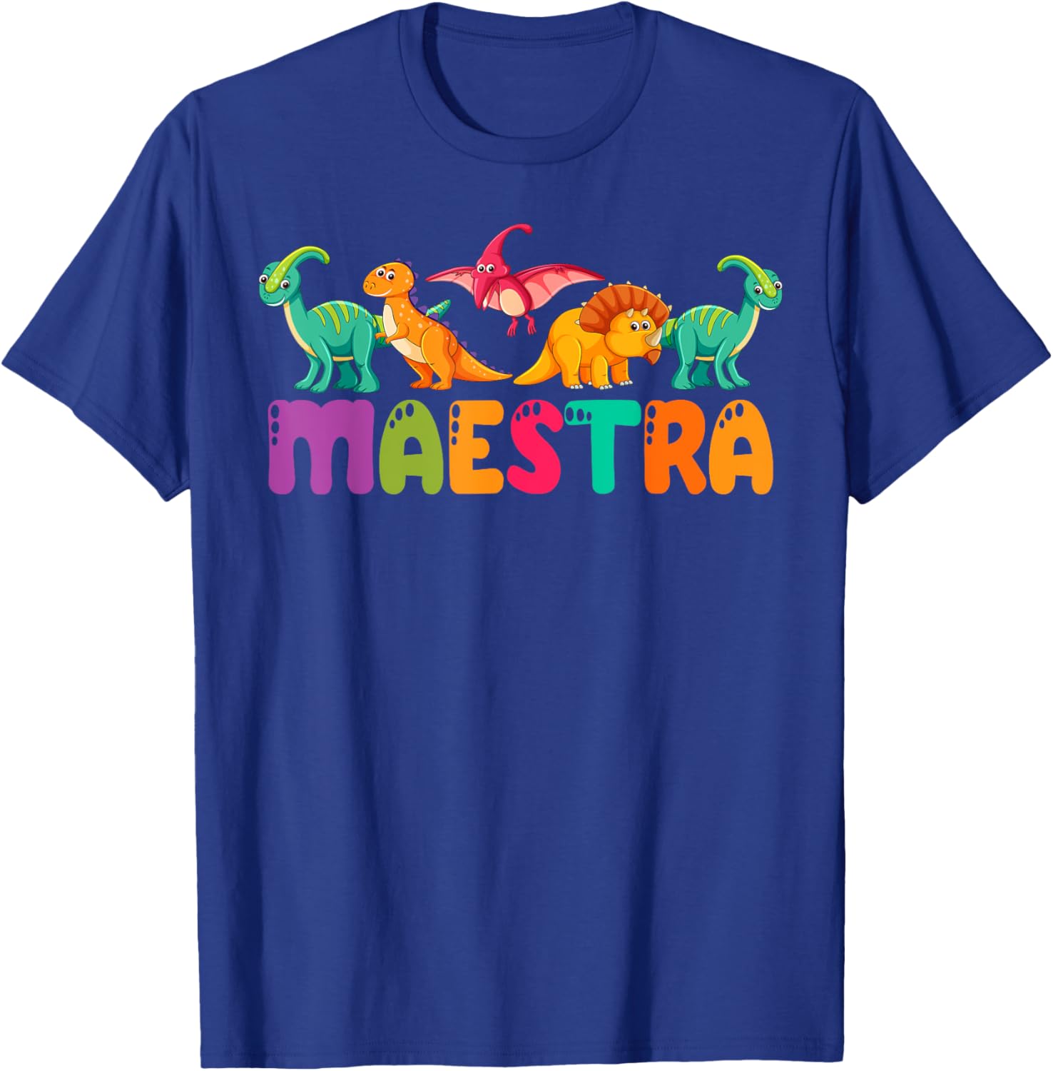 Cute Dinosaurs Bilingual Teacher T-Shirt for Maestra Spanish Teachers - 11