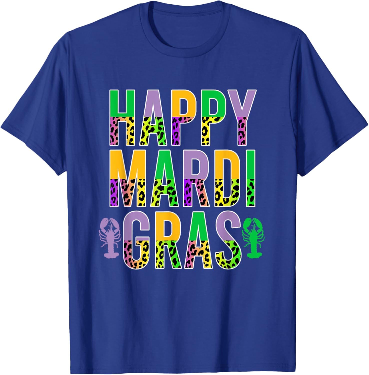 Happy Mardi Gras Leopard Print Crawfish T-Shirt for Men Women Kids - 3