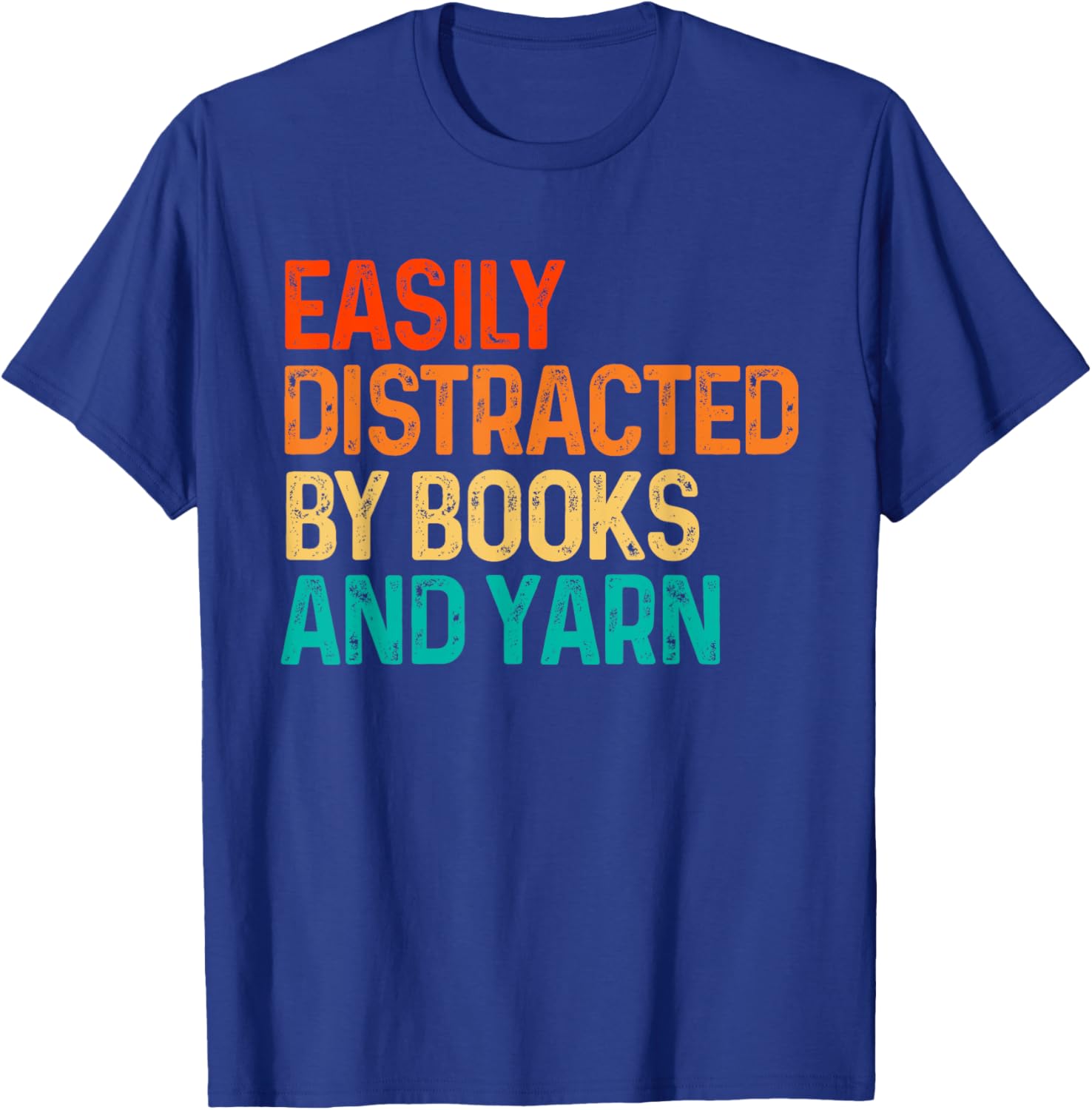 Easily Distracted By Books And Yarn Knitting Graphic T-Shirt for Book Lovers - 2