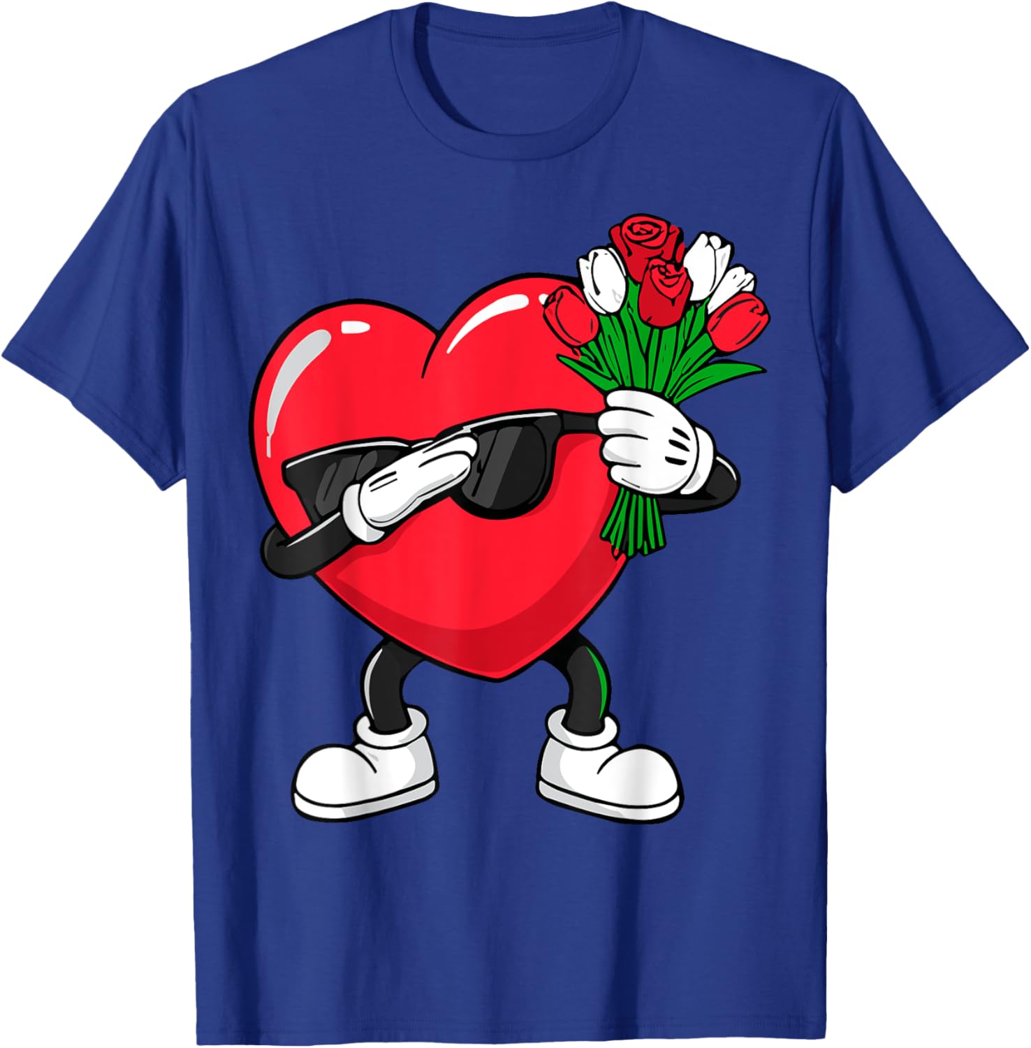 Dabbing Heart Flower Valentine's Day T-Shirt for Fun Loving Hearts - 13