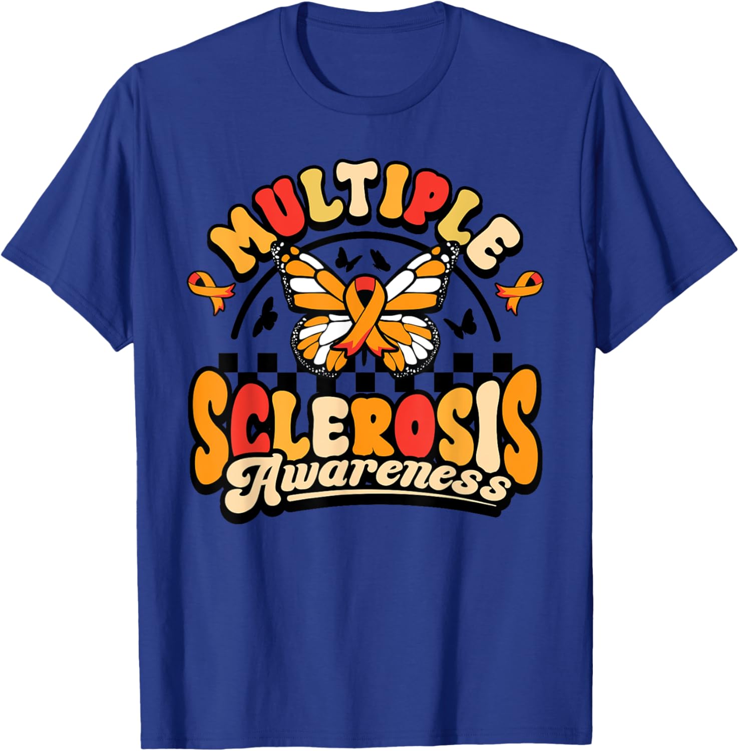 Multiple Sclerosis Awareness Butterfly Orange Ribbon T-Shirt for Support - 14