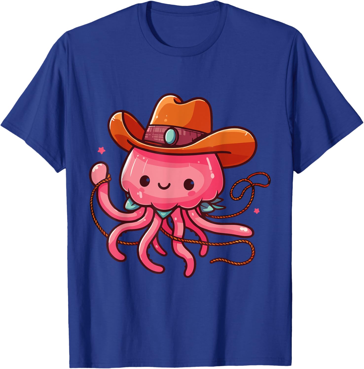 Western Rodeo Cowboy Hat and Jellyfish Texas Animals T-Shirt for Men - 24