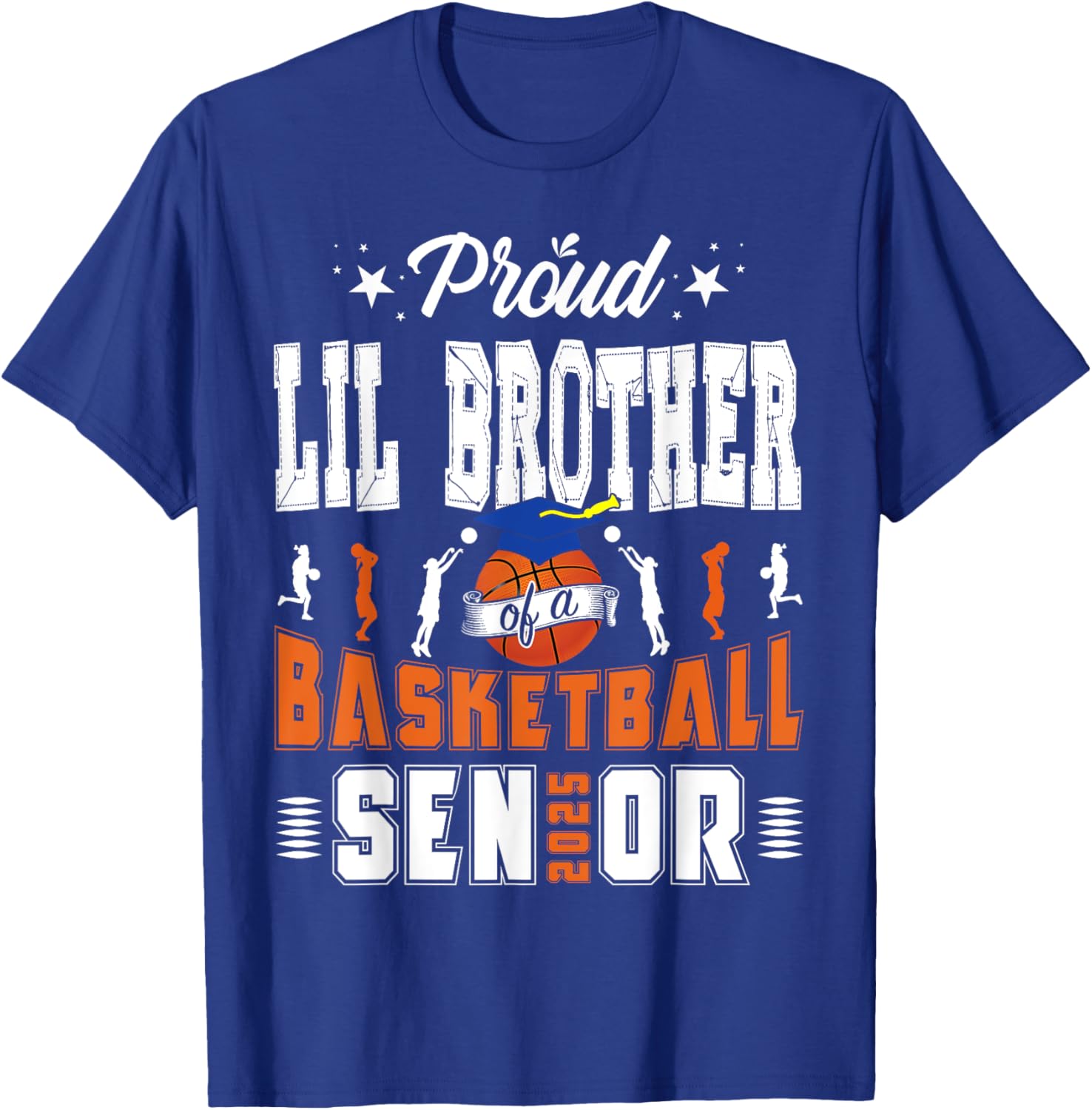 Proud Little Brother of 2025 Senior Basketball Graduate T-Shirt - 4