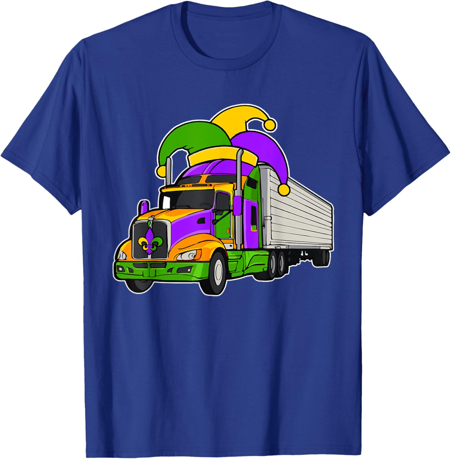 Colorful Mardi Gras Jester Hat Truck Team T-Shirt for Festive Parades - 11
