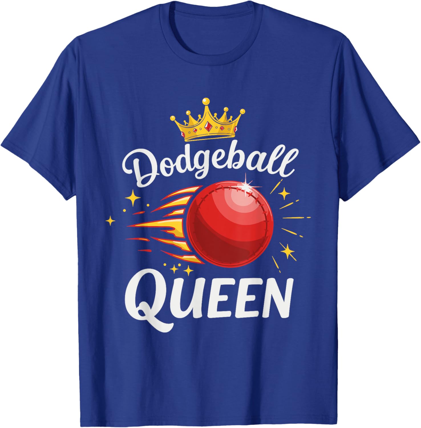 Dodgeball Queen T-Shirt with Crown and Red Ball Graphic Design - 9