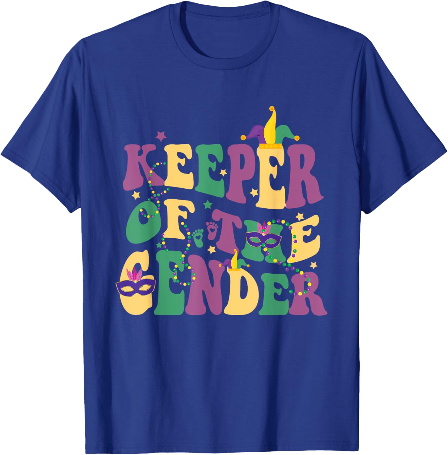Keeper Of The Gender Reveal Mardi Gras Baby Shower T-Shirt for Fun Celebrations - 14